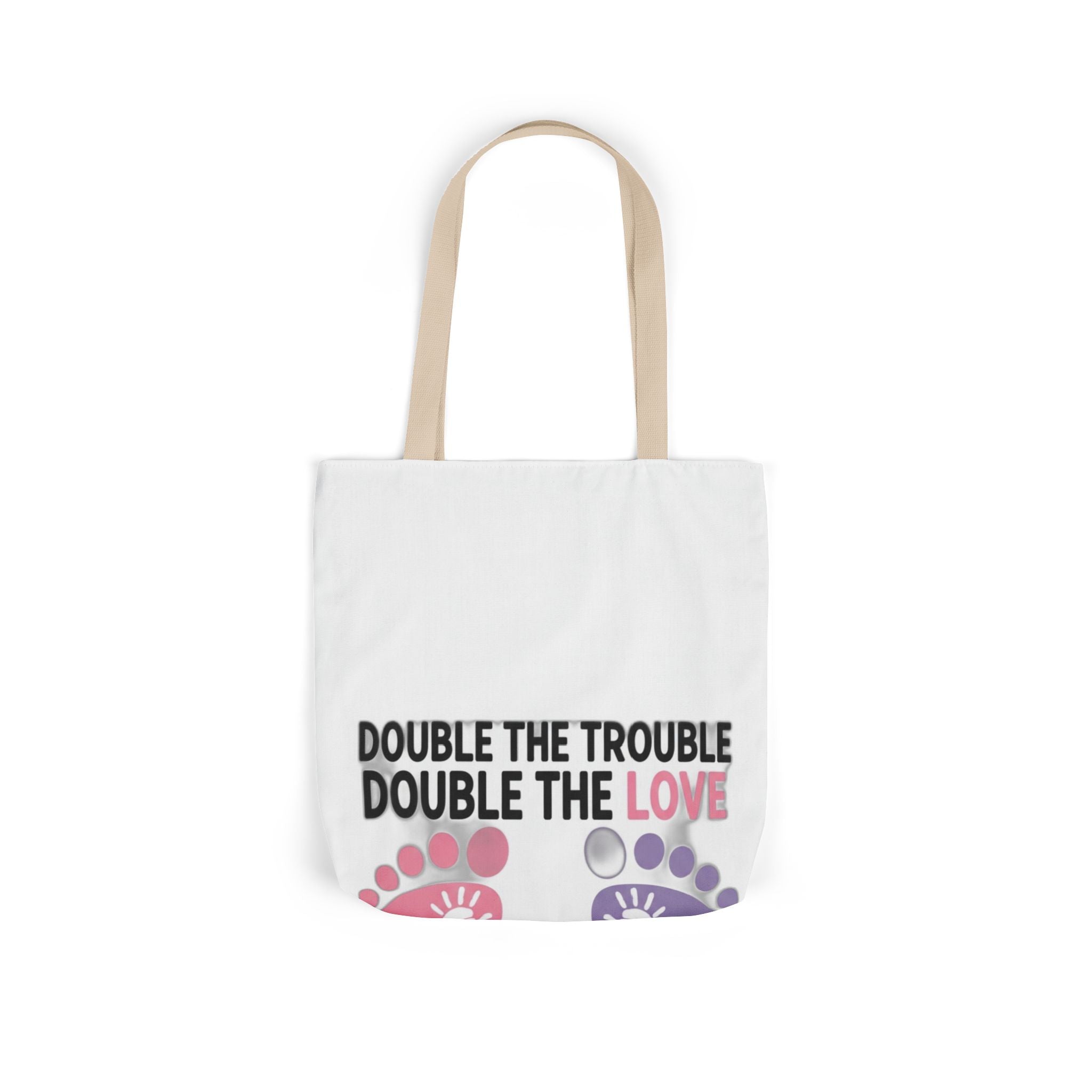 Twin Mom Tote Bag - Double the Trouble Double the Love - Twins Mother Canvas Bag