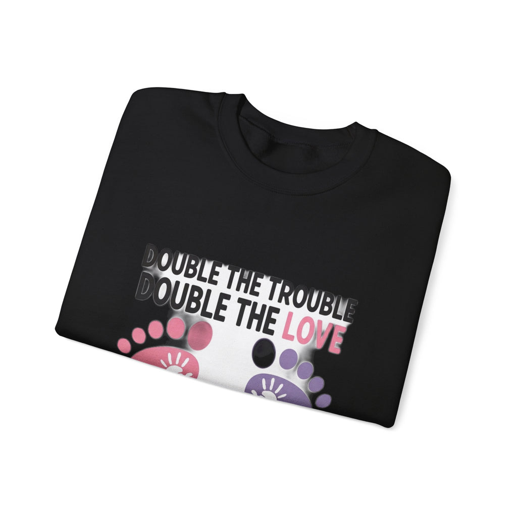 Twin Mom Sweatshirt - Double the Trouble Double the Love - Twins Mother Shirt