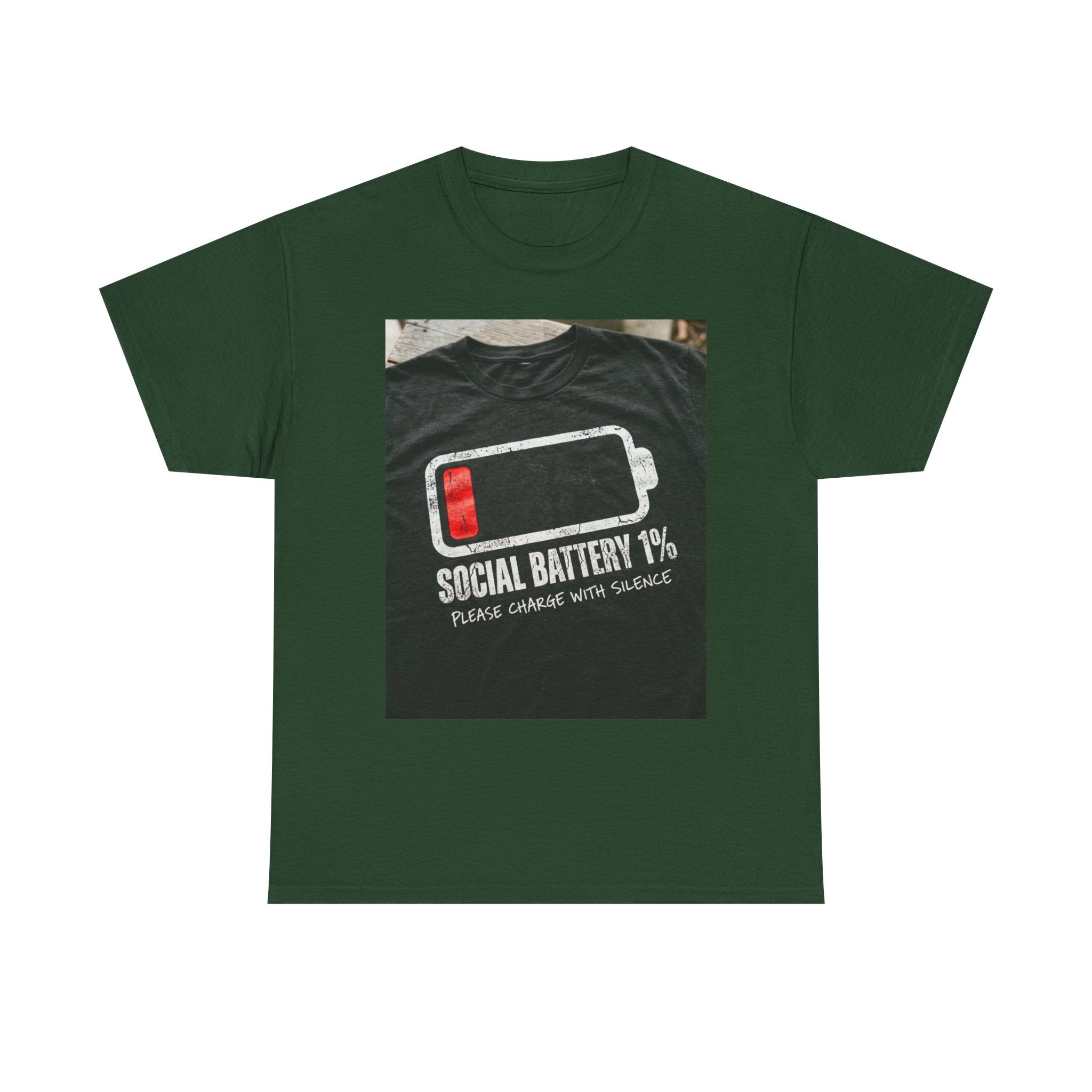 My Social Battery Is At 1% Please Charge With Silence | Introvert Funny T-Shirt