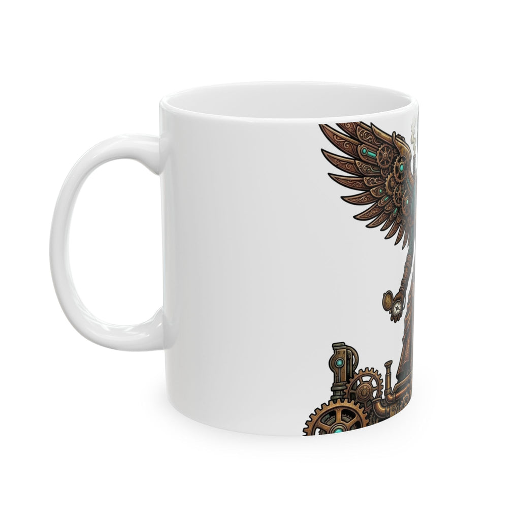Steampunk Mother - Clockwork Wings Ceramic Mug - Gear Cog Design