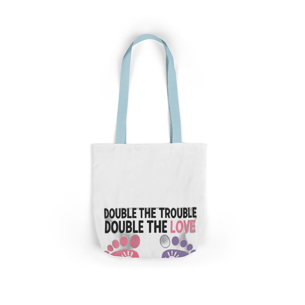Twin Mom Tote Bag - Double the Trouble Double the Love - Twins Mother Canvas Bag