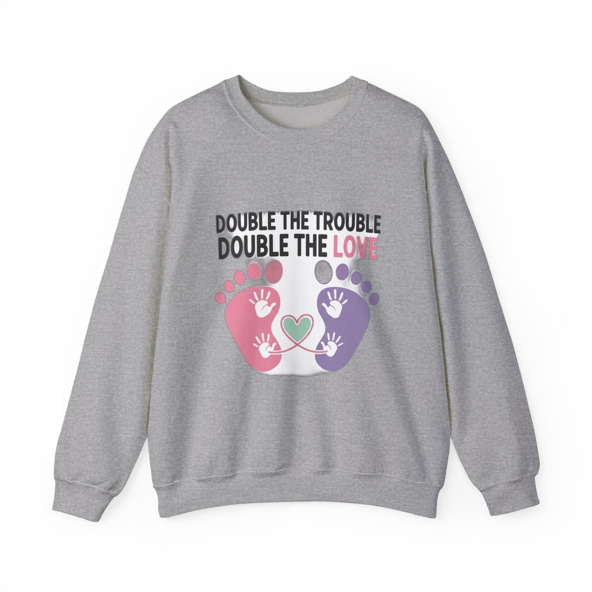 Twin Mom Sweatshirt - Double the Trouble Double the Love - Twins Mother Shirt