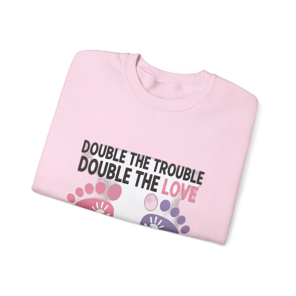 Twin Mom Sweatshirt - Double the Trouble Double the Love - Twins Mother Shirt