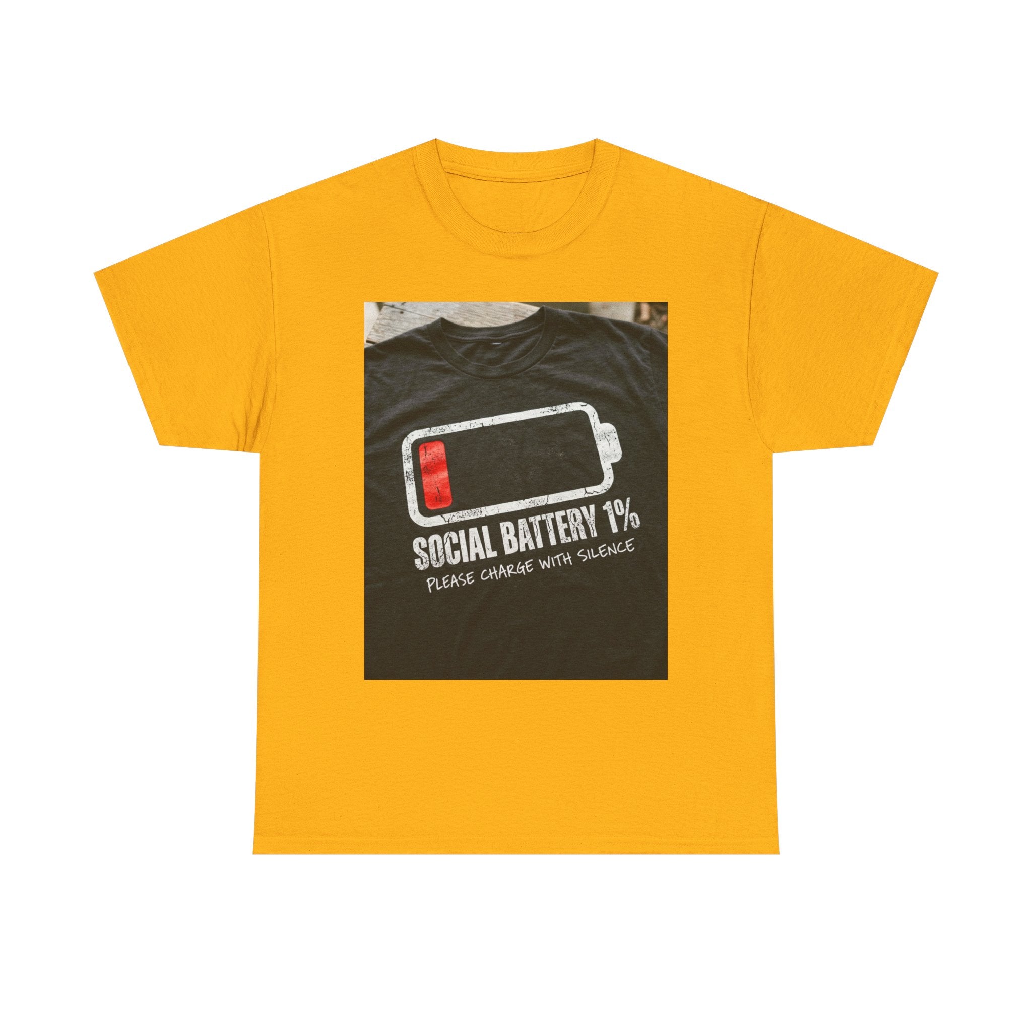My Social Battery Is At 1% Please Charge With Silence | Introvert Funny T-Shirt