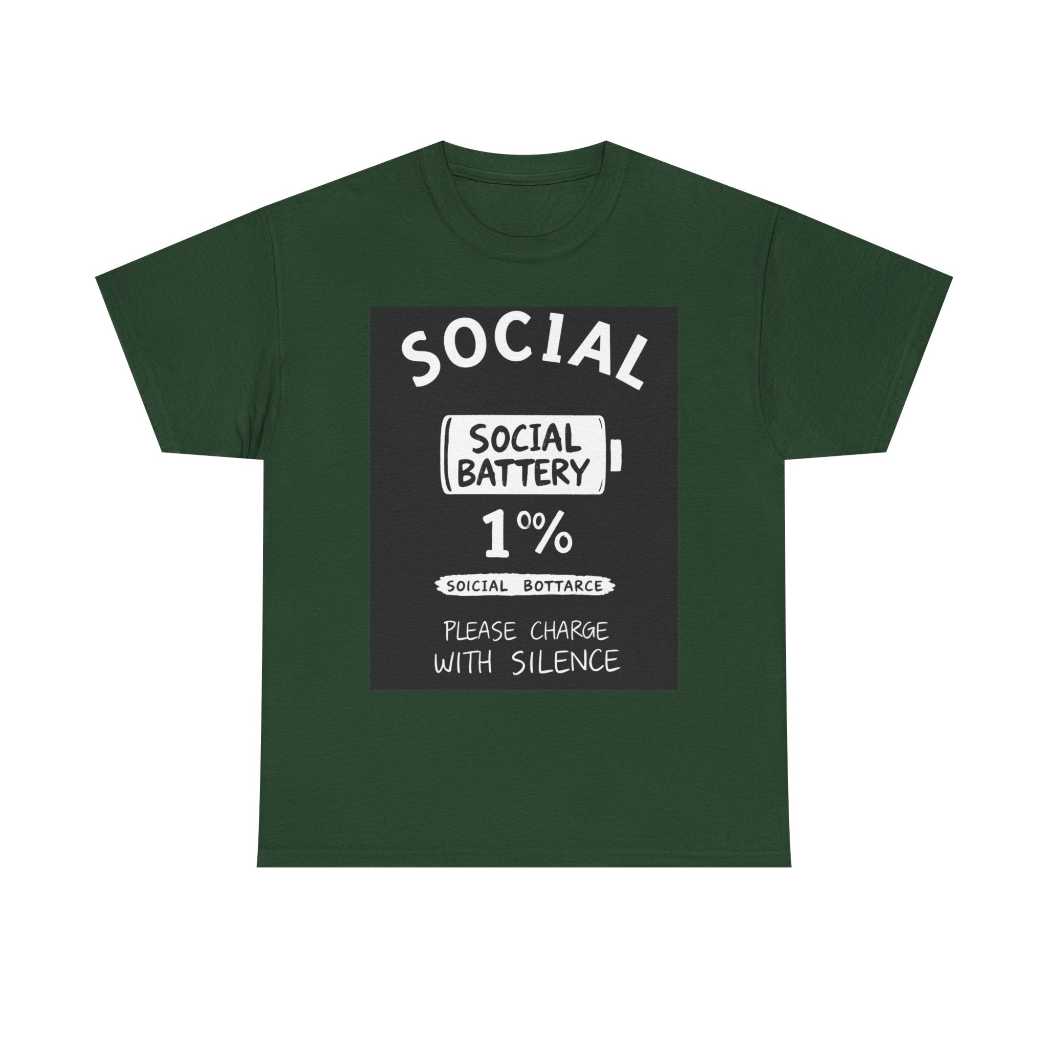 My Social Battery Is At 1% Please Charge With Silence | Introvert Funny T-Shirt