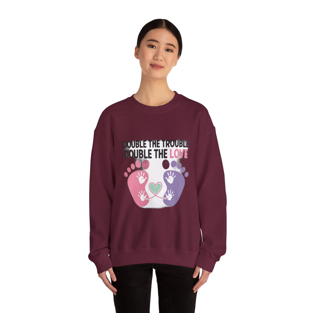 Twin Mom Sweatshirt - Double the Trouble Double the Love - Twins Mother Shirt