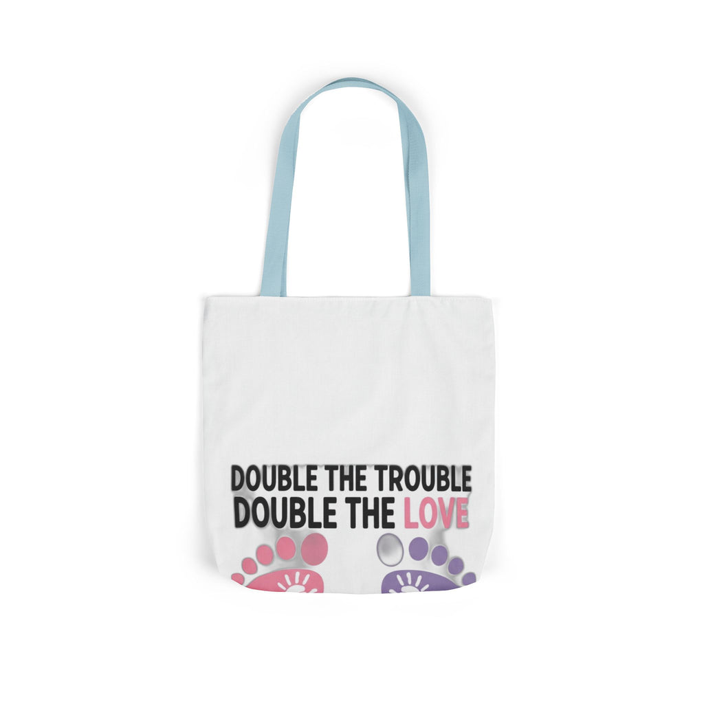 Twin Mom Tote Bag - Double the Trouble Double the Love - Twins Mother Canvas Bag