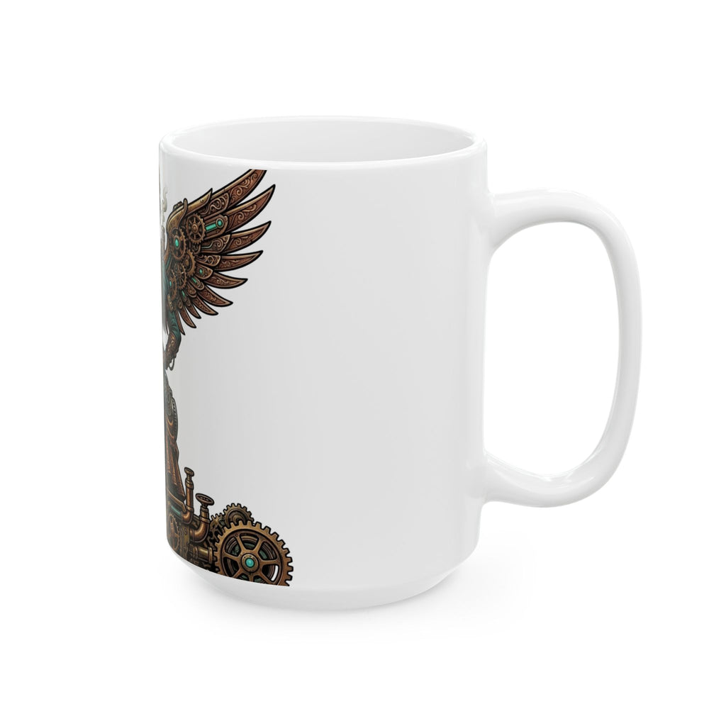 Steampunk Mother - Clockwork Wings Ceramic Mug - Gear Cog Design