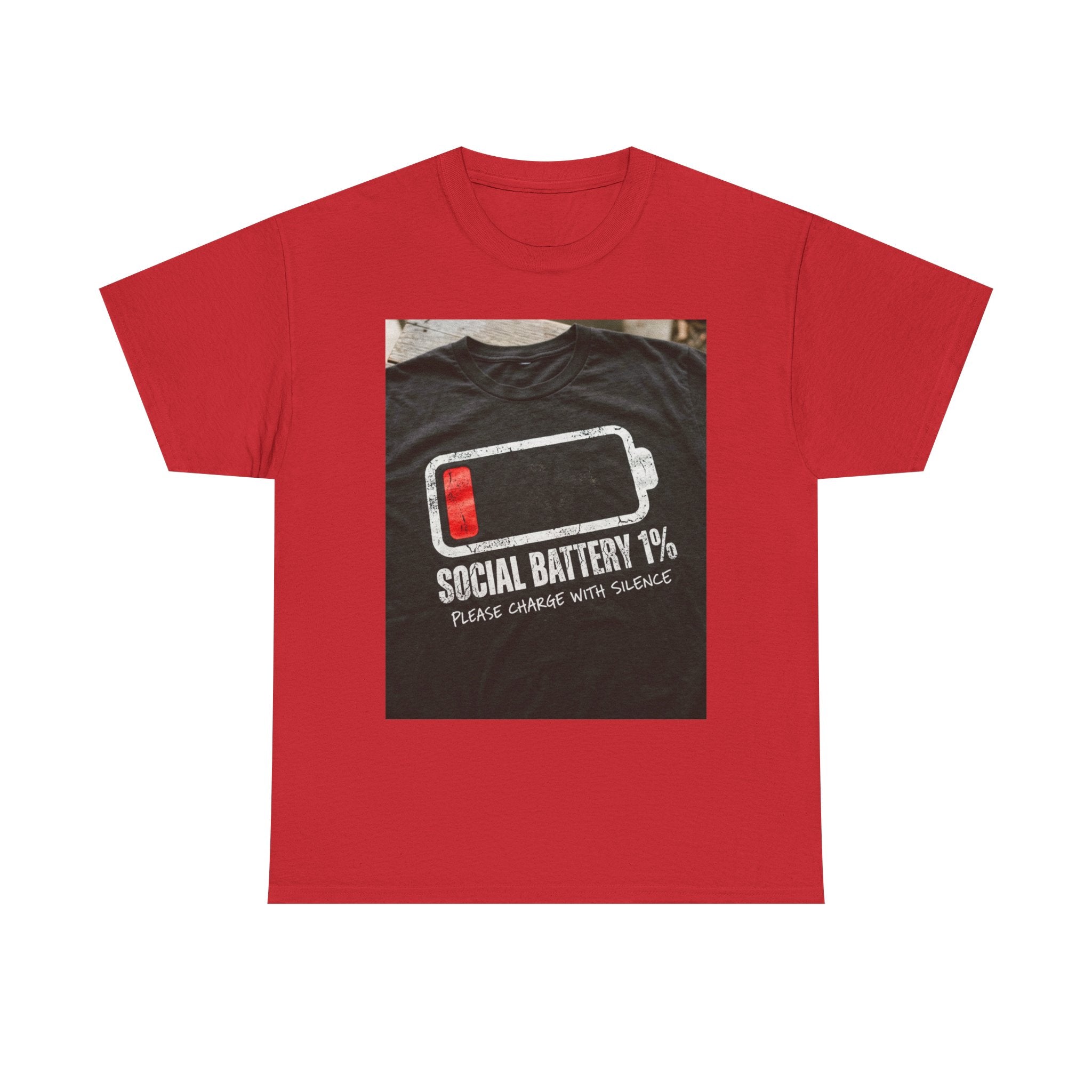 My Social Battery Is At 1% Please Charge With Silence | Introvert Funny T-Shirt