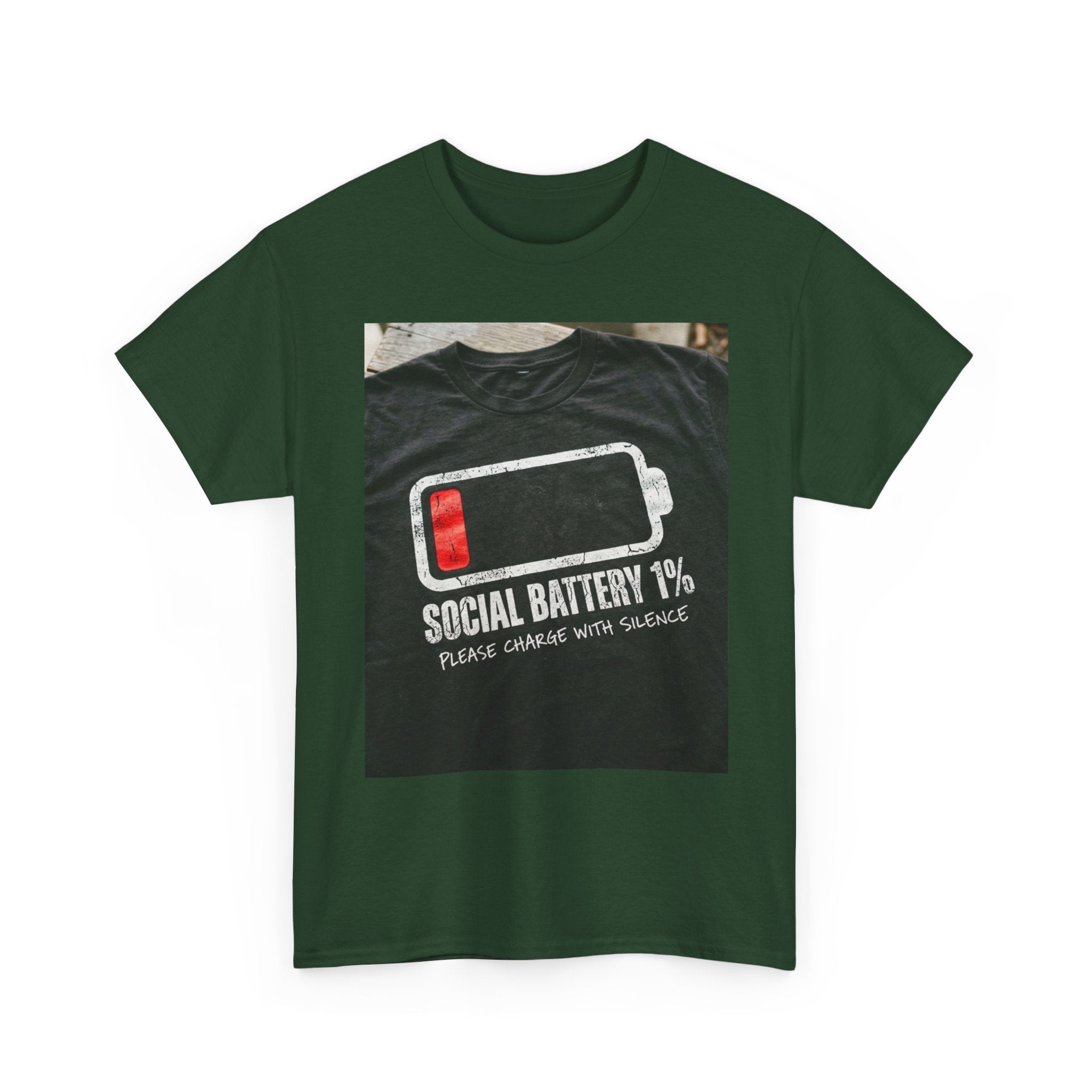 My Social Battery Is At 1% Please Charge With Silence | Introvert Funny T-Shirt