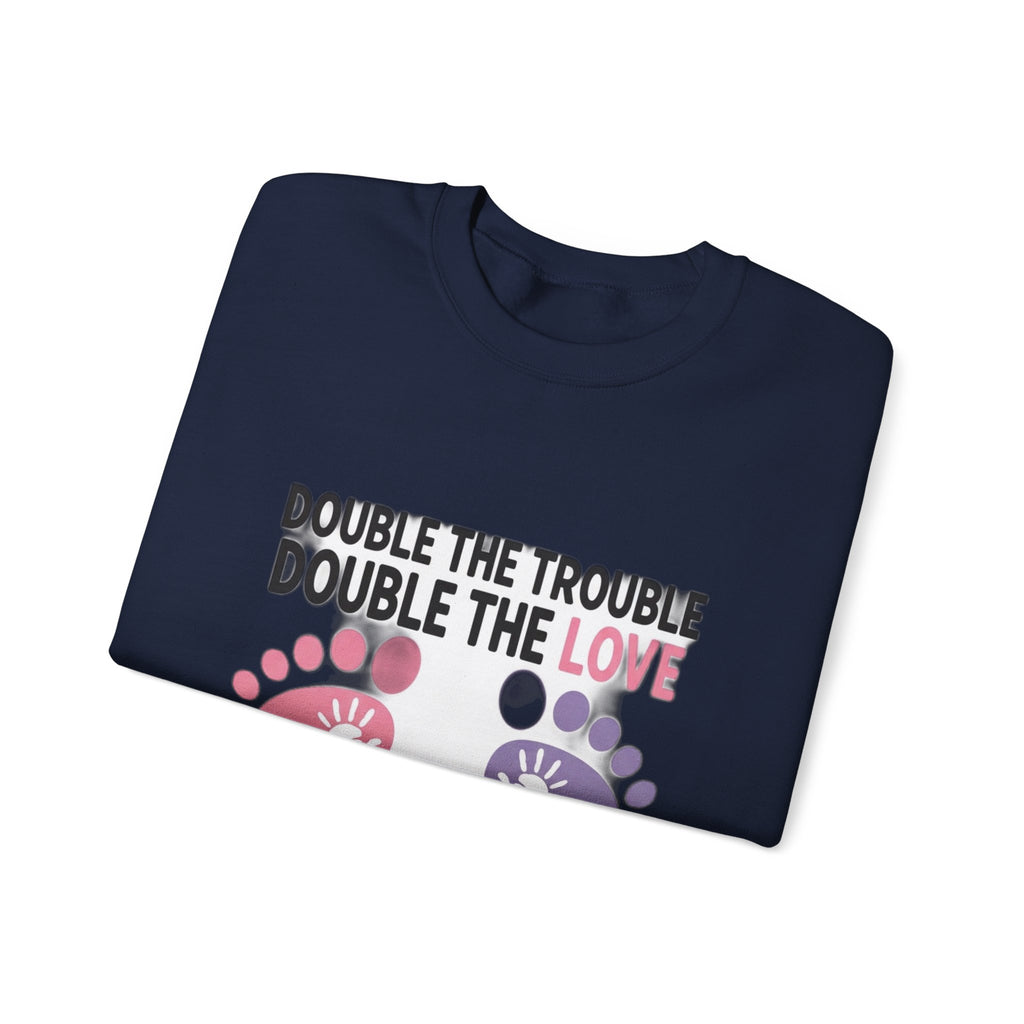 Twin Mom Sweatshirt - Double the Trouble Double the Love - Twins Mother Shirt