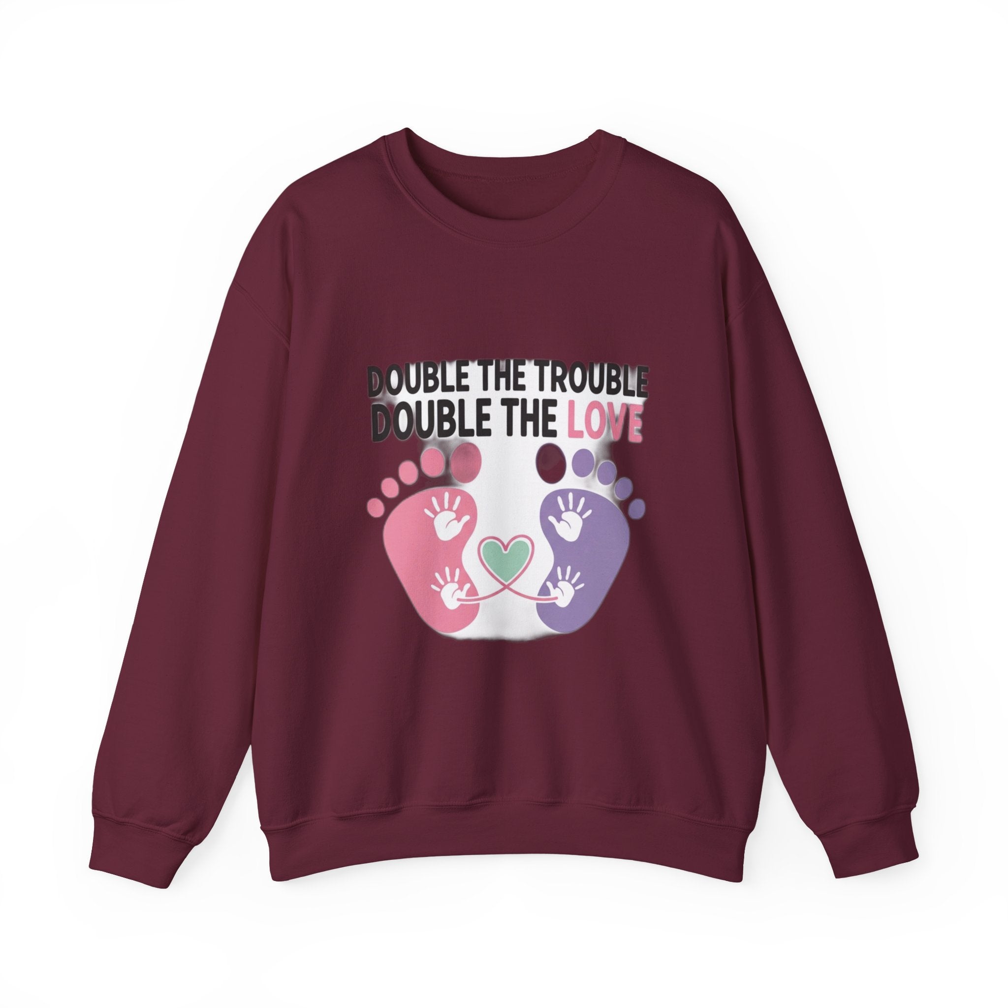 Twin Mom Sweatshirt - Double the Trouble Double the Love - Twins Mother Shirt