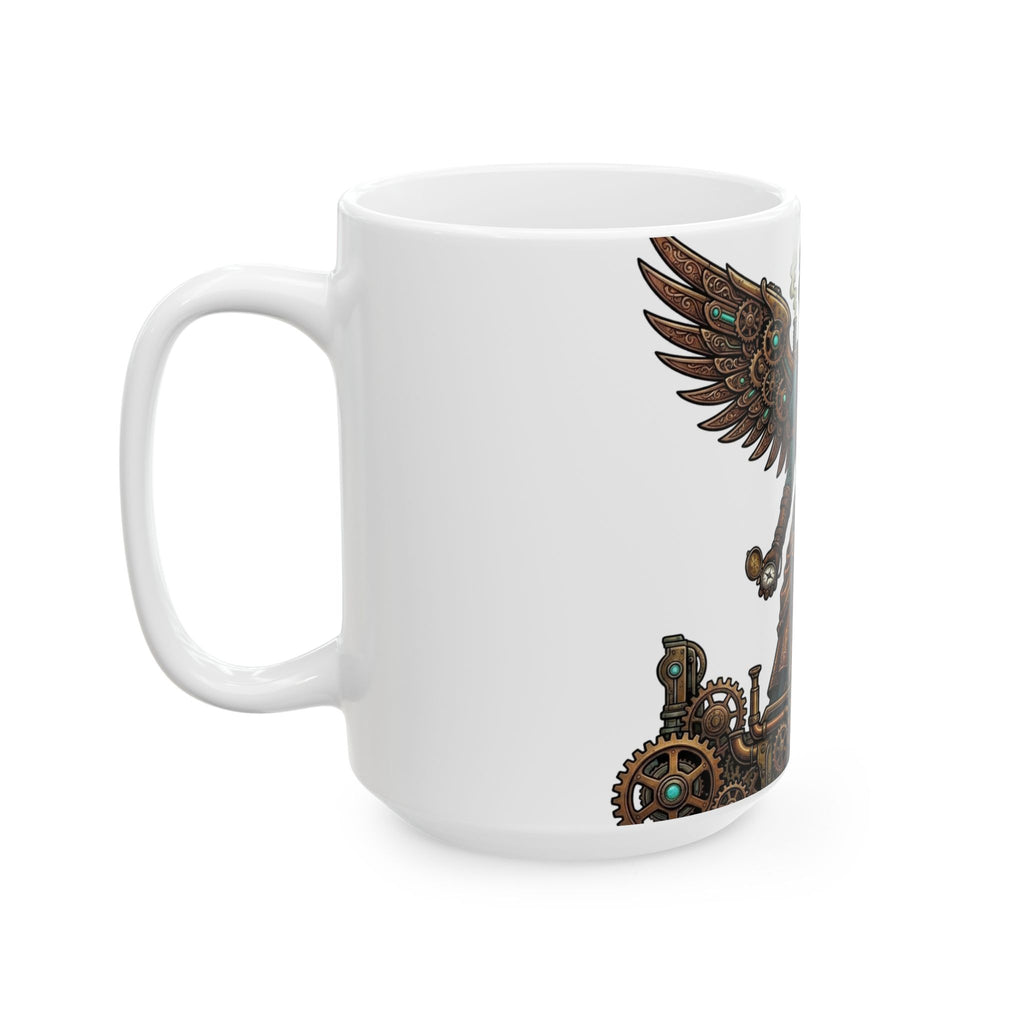 Steampunk Mother - Clockwork Wings Ceramic Mug - Gear Cog Design