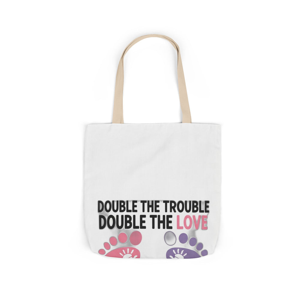 Twin Mom Tote Bag - Double the Trouble Double the Love - Twins Mother Canvas Bag
