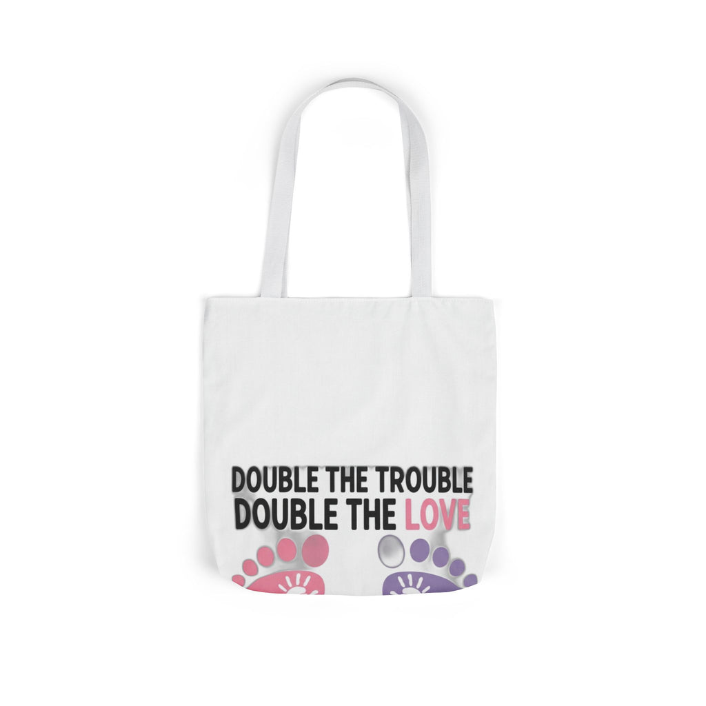 Twin Mom Tote Bag - Double the Trouble Double the Love - Twins Mother Canvas Bag