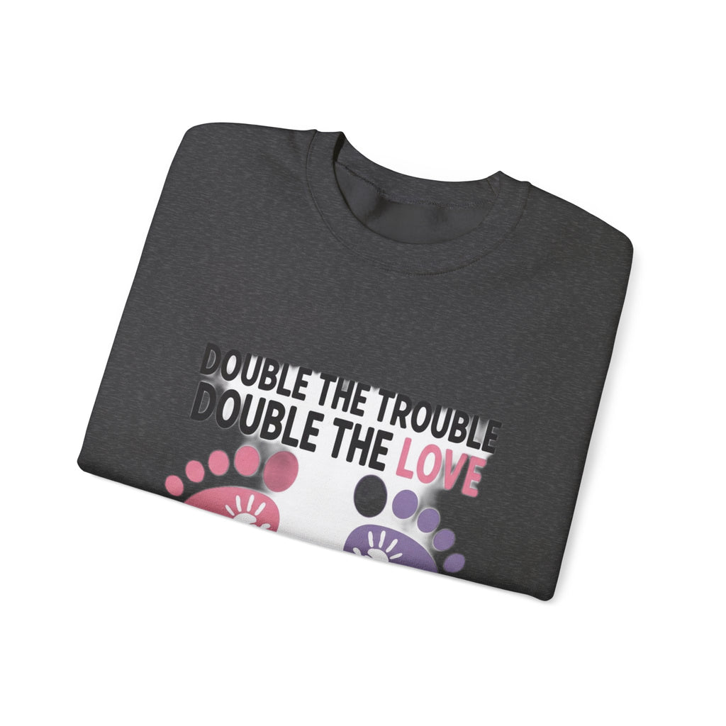 Twin Mom Sweatshirt - Double the Trouble Double the Love - Twins Mother Shirt
