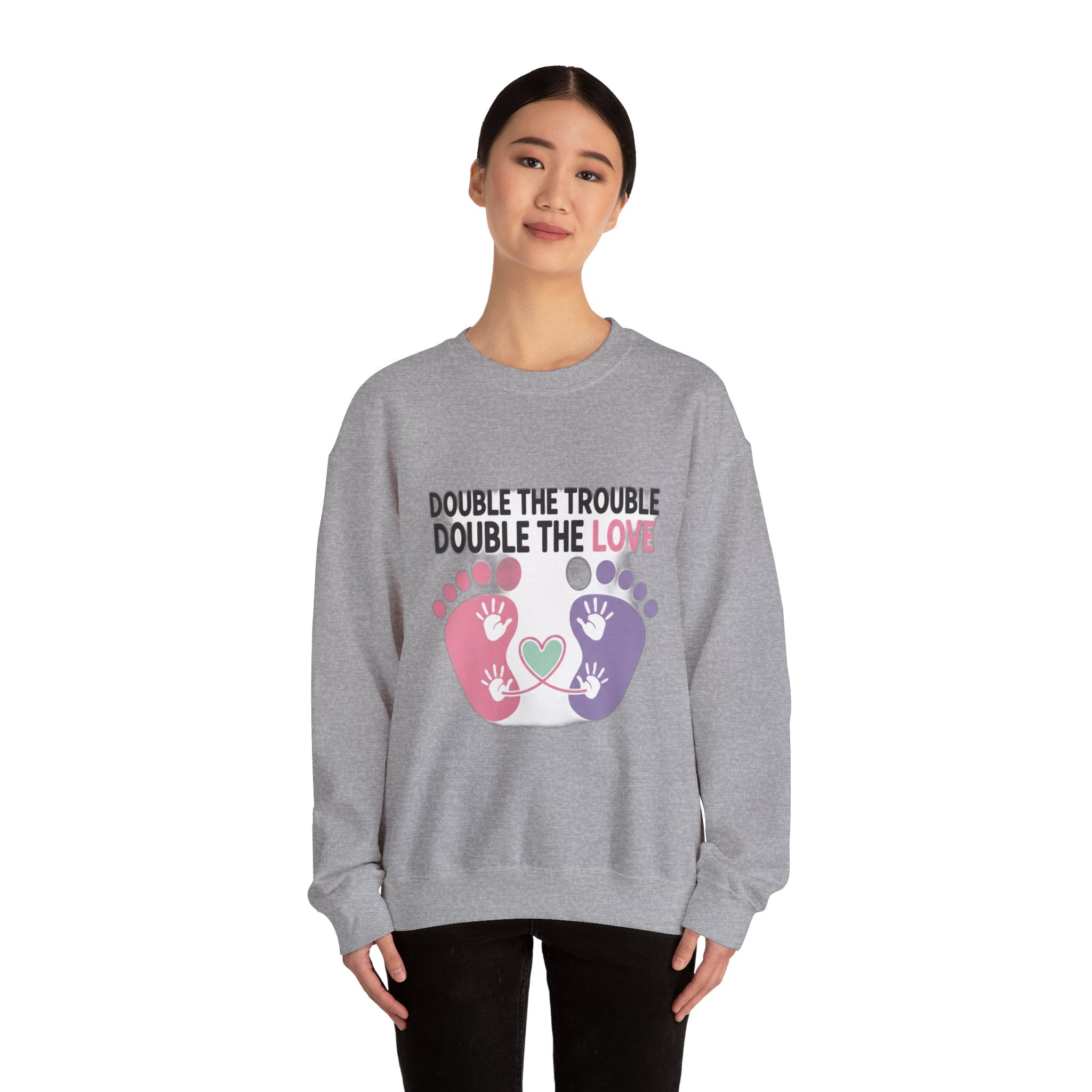 Twin Mom Sweatshirt - Double the Trouble Double the Love - Twins Mother Shirt