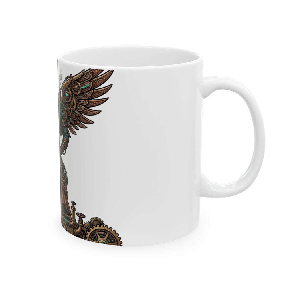 Steampunk Mother - Clockwork Wings Ceramic Mug - Gear Cog Design