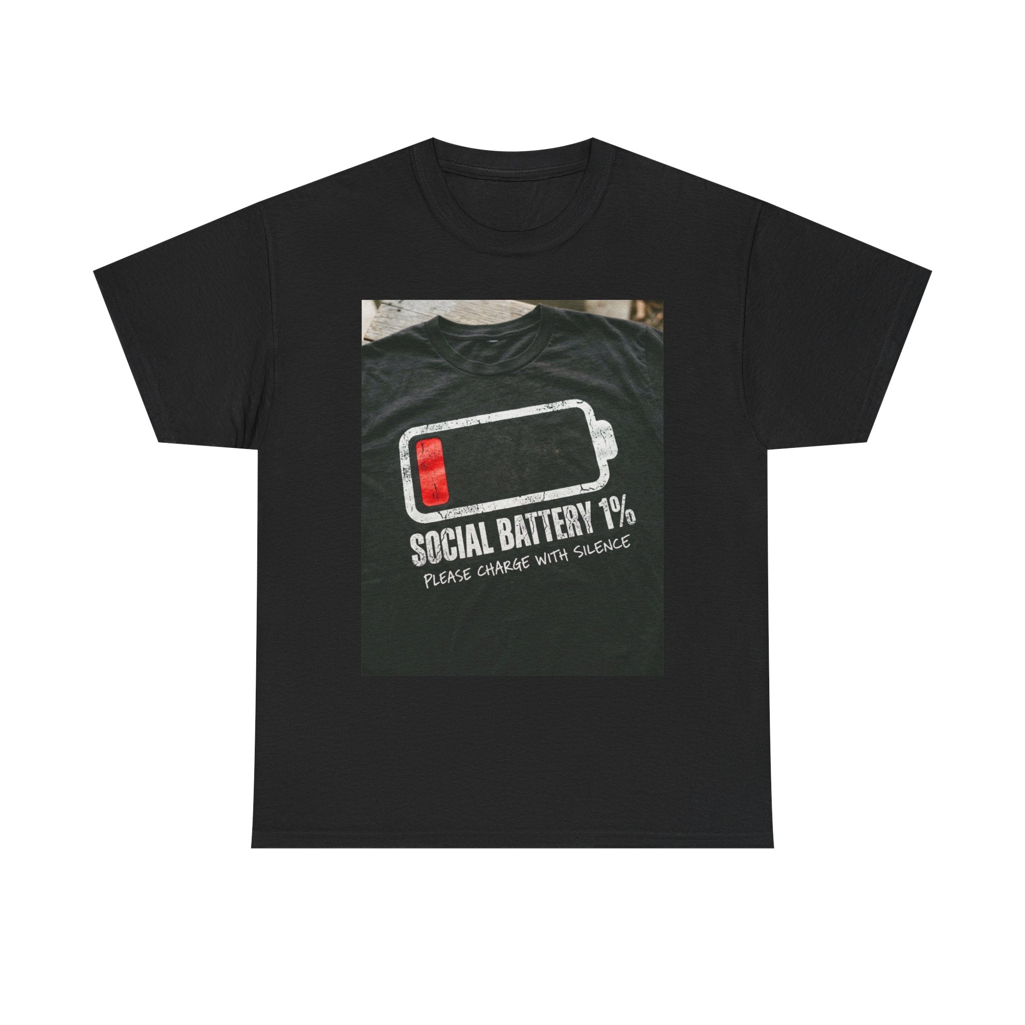 My Social Battery Is At 1% Please Charge With Silence | Introvert Funny T-Shirt