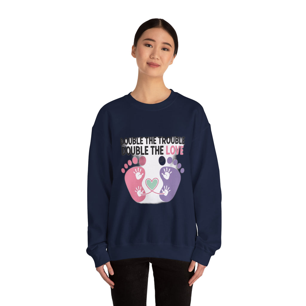 Twin Mom Sweatshirt - Double the Trouble Double the Love - Twins Mother Shirt