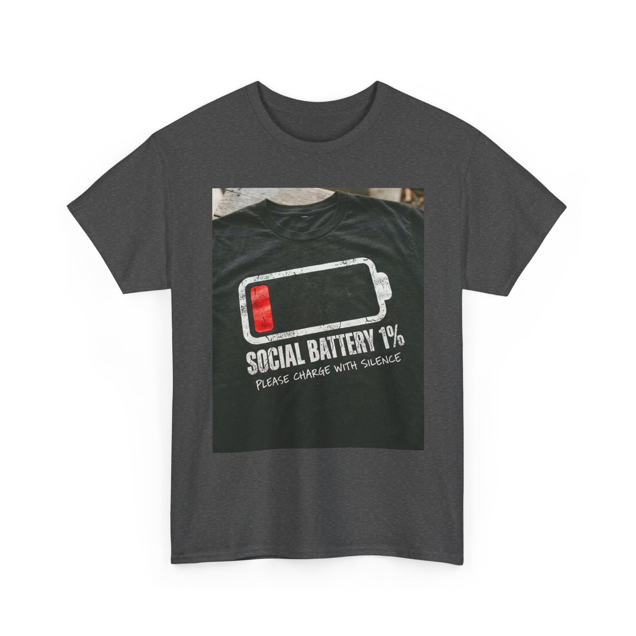 My Social Battery Is At 1% Please Charge With Silence | Introvert Funny T-Shirt