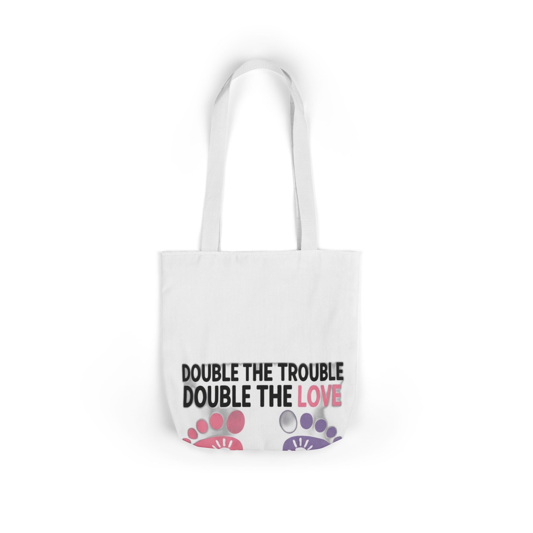 Twin Mom Tote Bag - Double the Trouble Double the Love - Twins Mother Canvas Bag