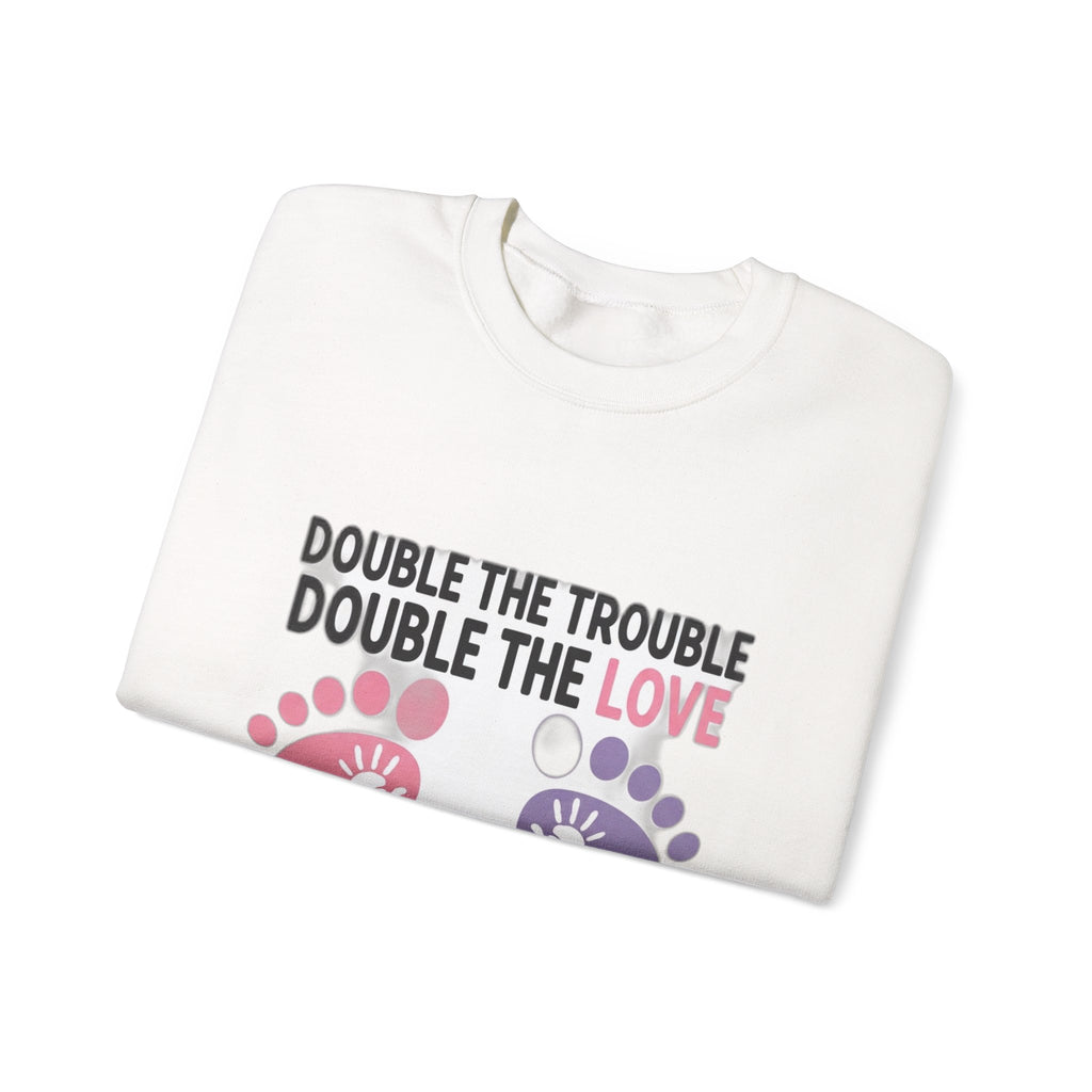 Twin Mom Sweatshirt - Double the Trouble Double the Love - Twins Mother Shirt