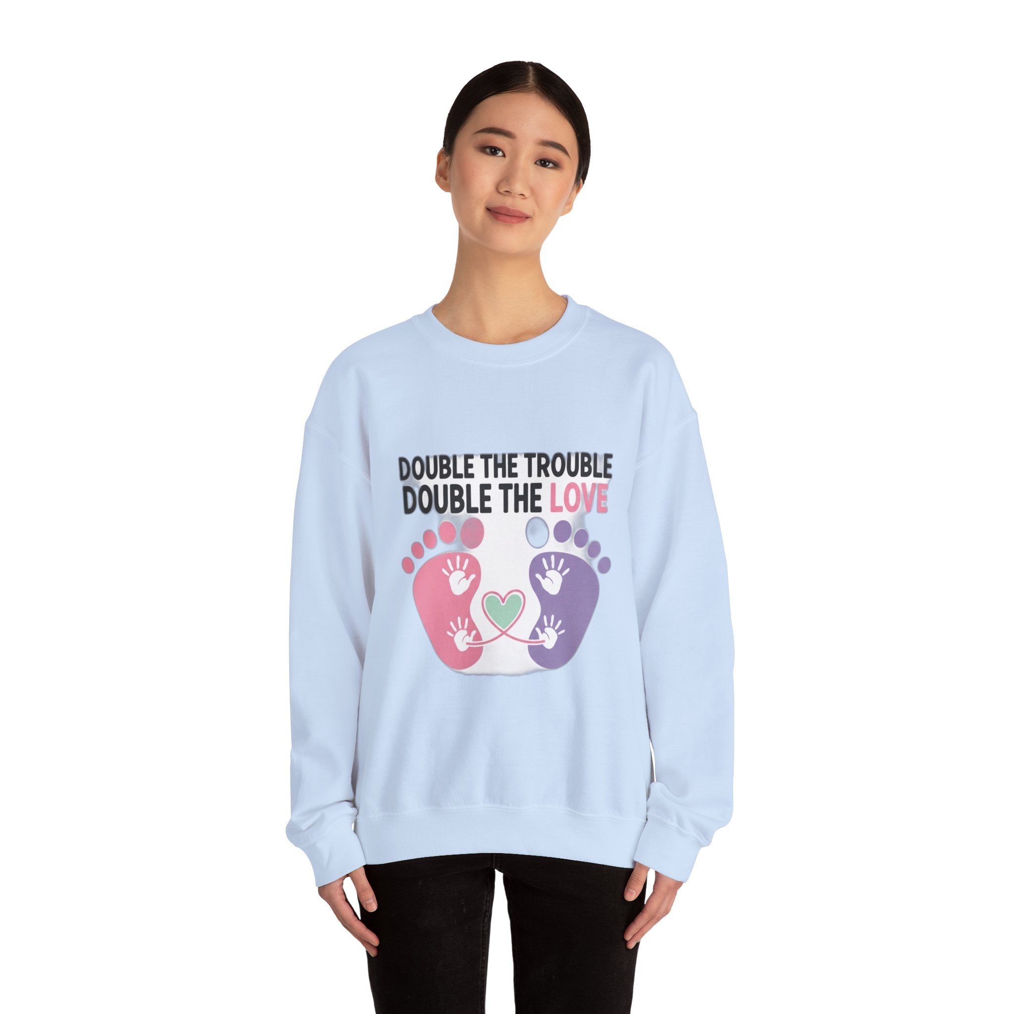 Twin Mom Sweatshirt - Double the Trouble Double the Love - Twins Mother Shirt