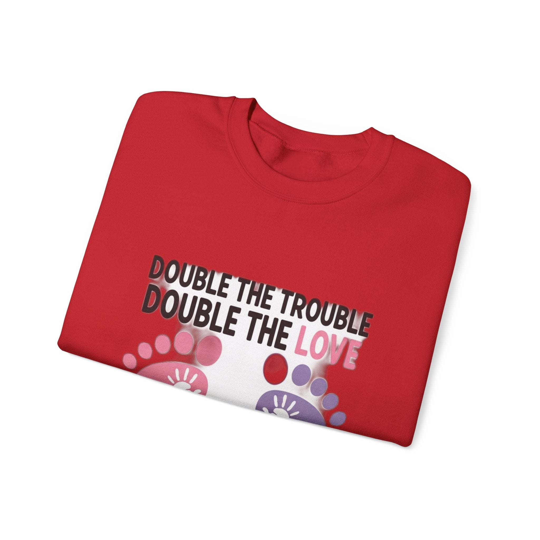 Twin Mom Sweatshirt - Double the Trouble Double the Love - Twins Mother Shirt