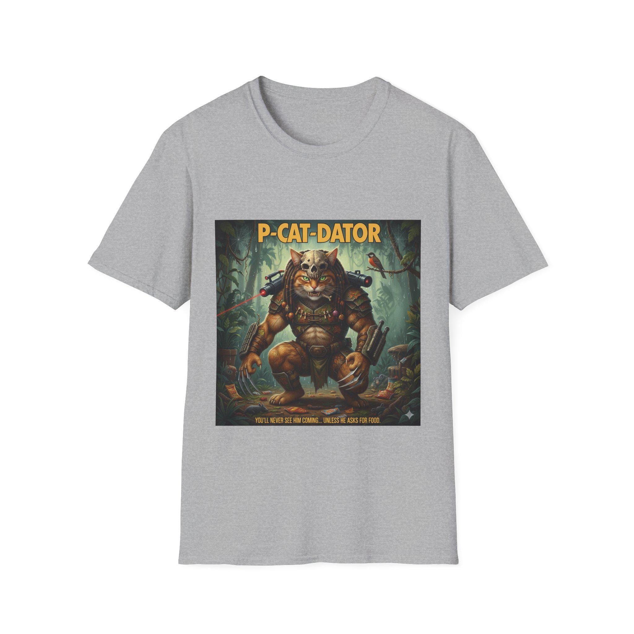 Predator Cat T Shirt  Movie Mashup Sci Fi Cat Illustration