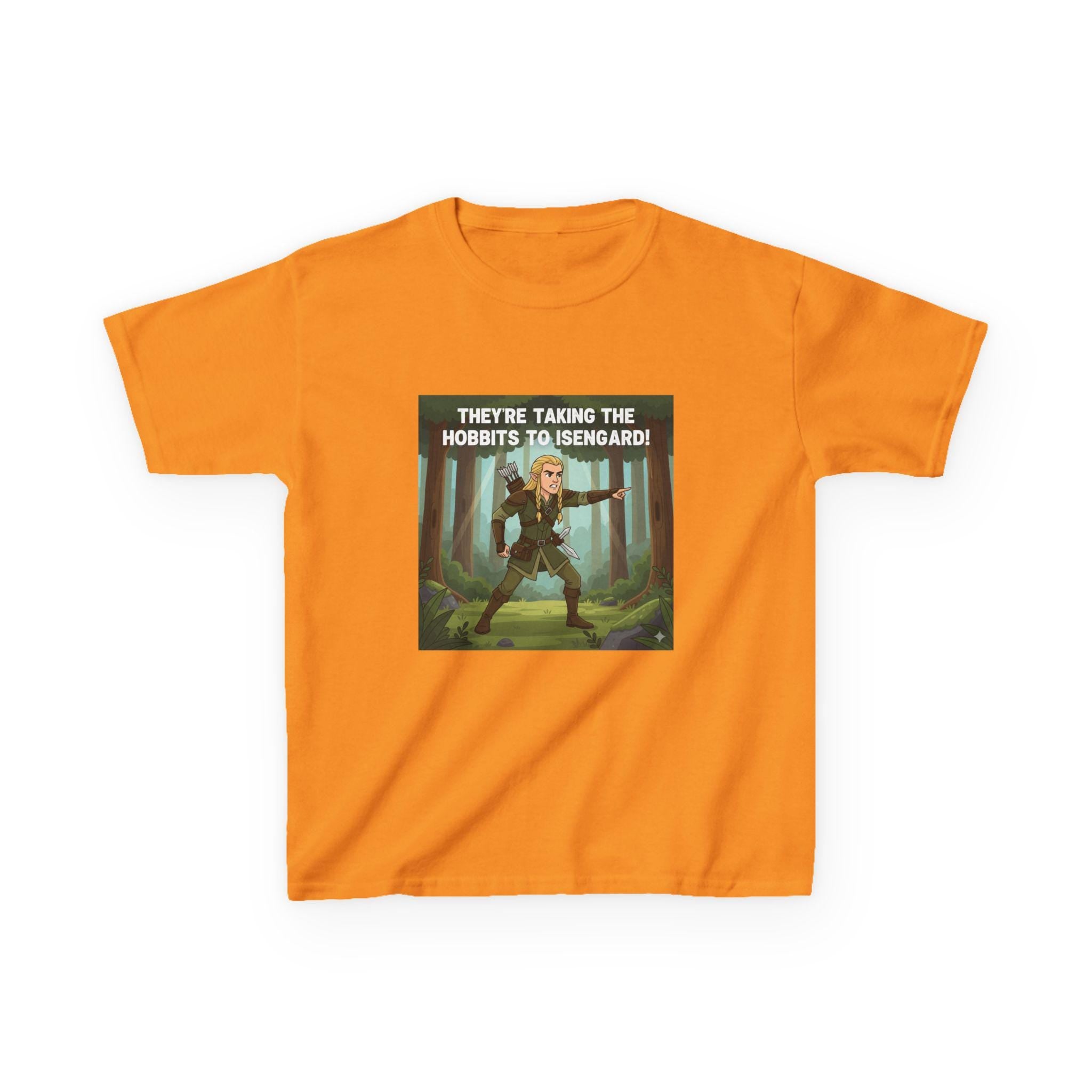 Theyre Taking the Hobbits to Isengard Kids Tee | Fantasy Ranger Illustration