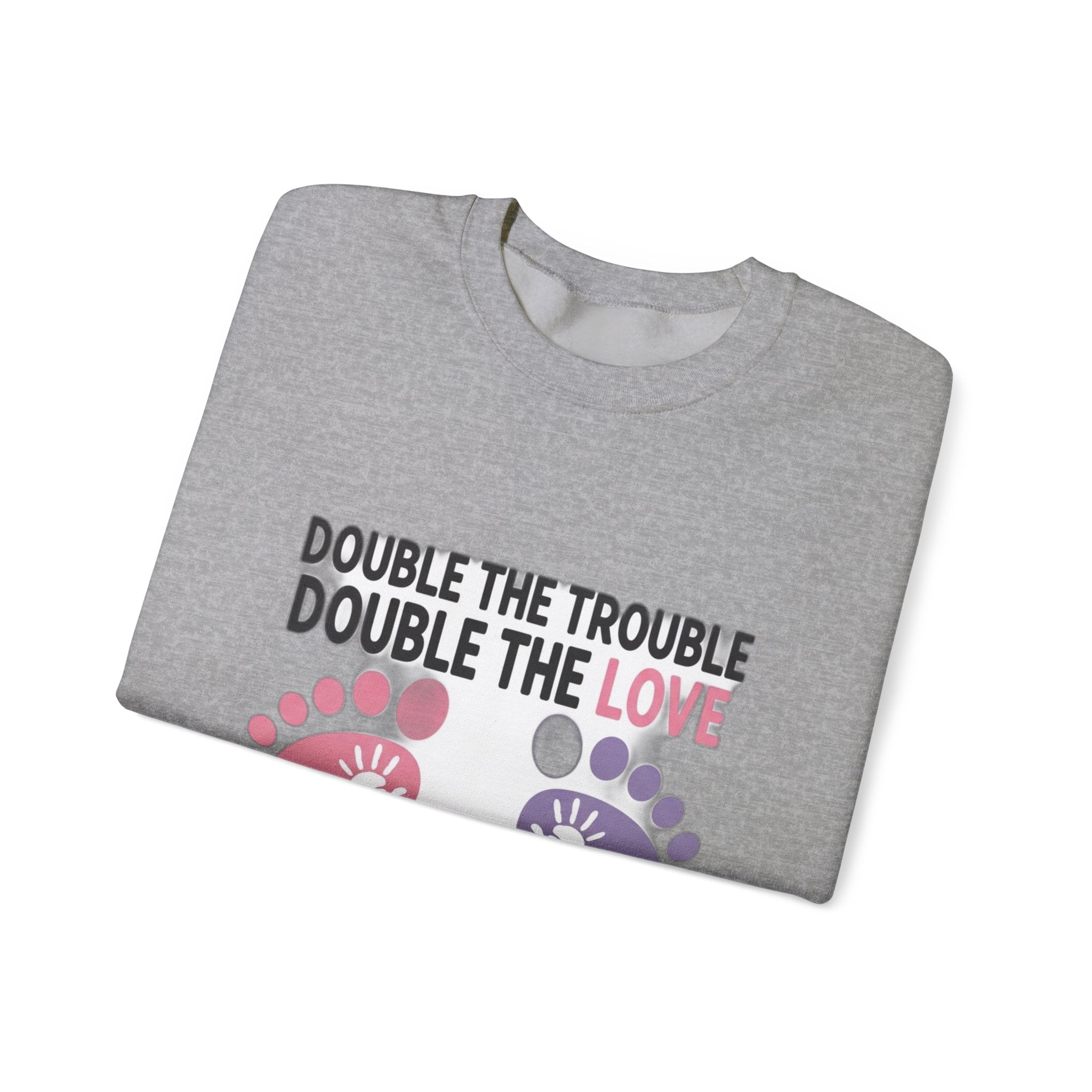 Twin Mom Sweatshirt - Double the Trouble Double the Love - Twins Mother Shirt
