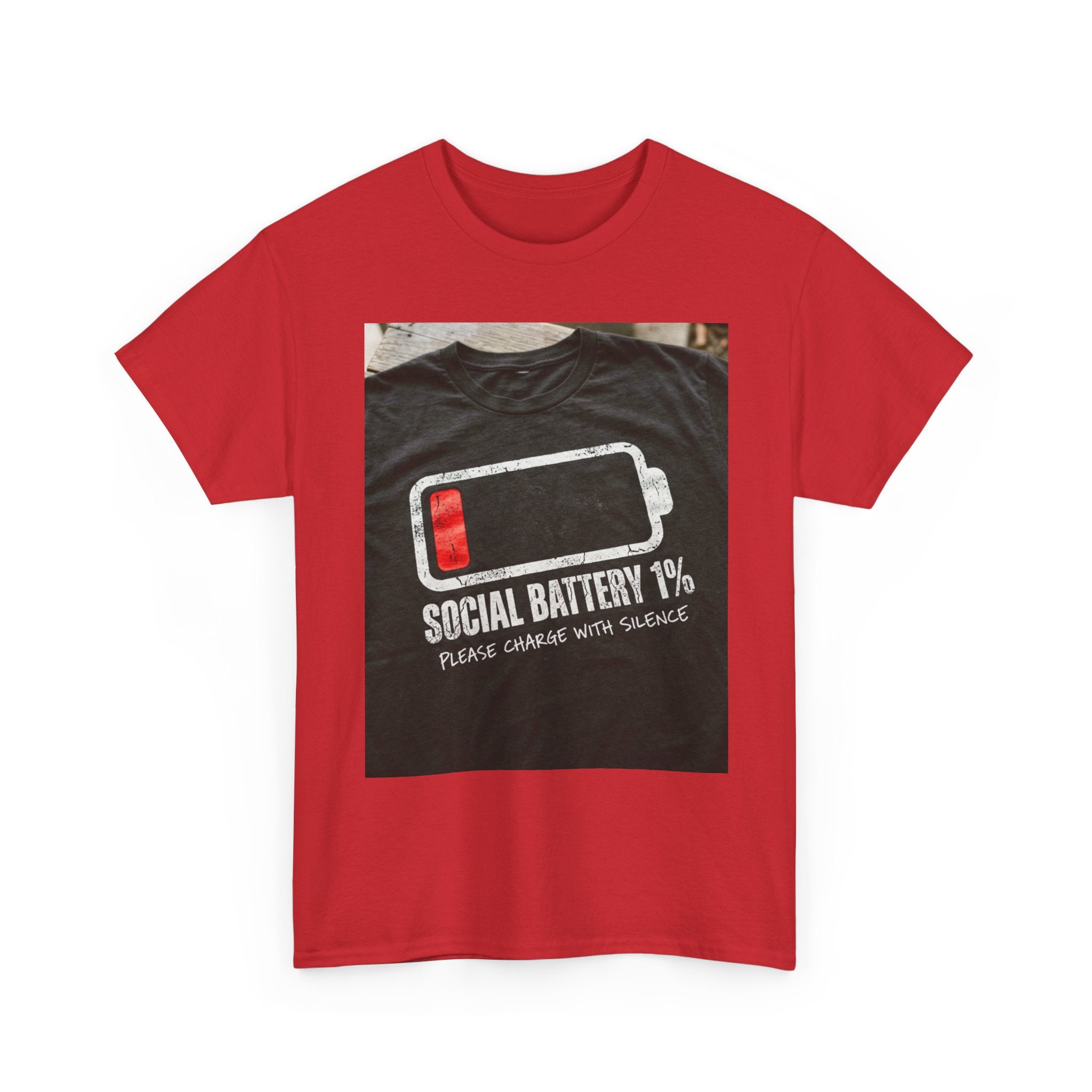 My Social Battery Is At 1% Please Charge With Silence | Introvert Funny T-Shirt