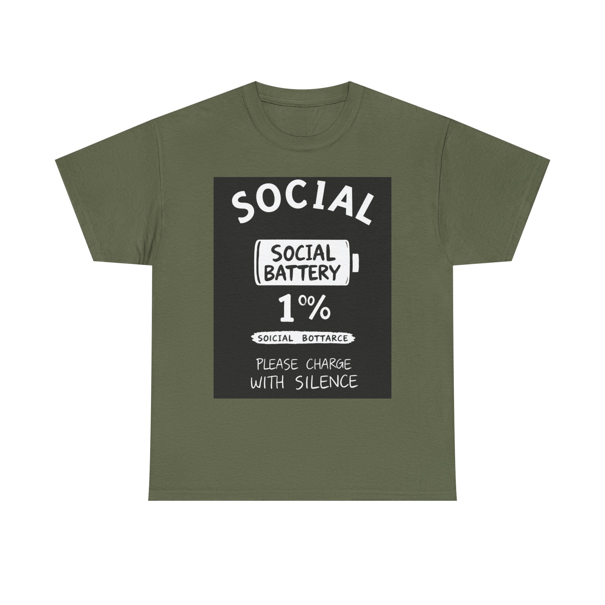 My Social Battery Is At 1% Please Charge With Silence | Introvert Funny T-Shirt