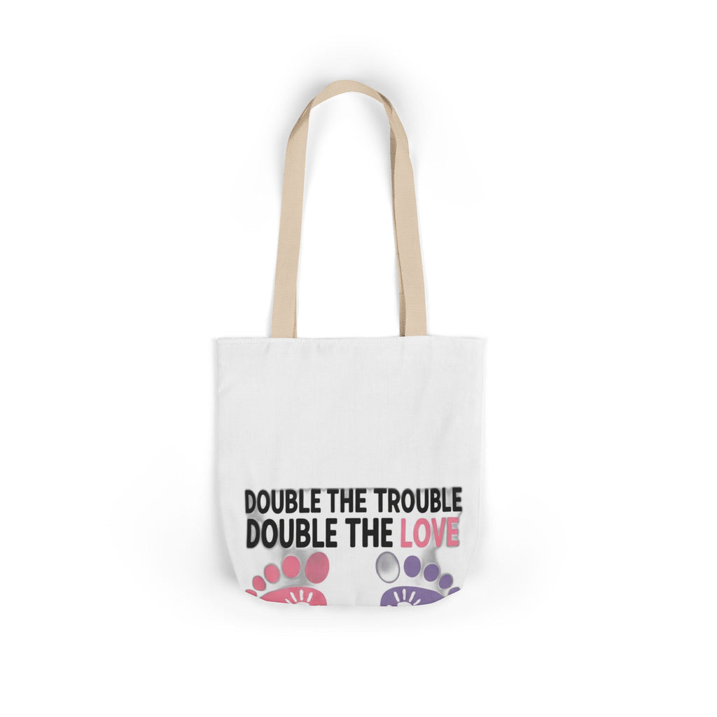 Twin Mom Tote Bag - Double the Trouble Double the Love - Twins Mother Canvas Bag