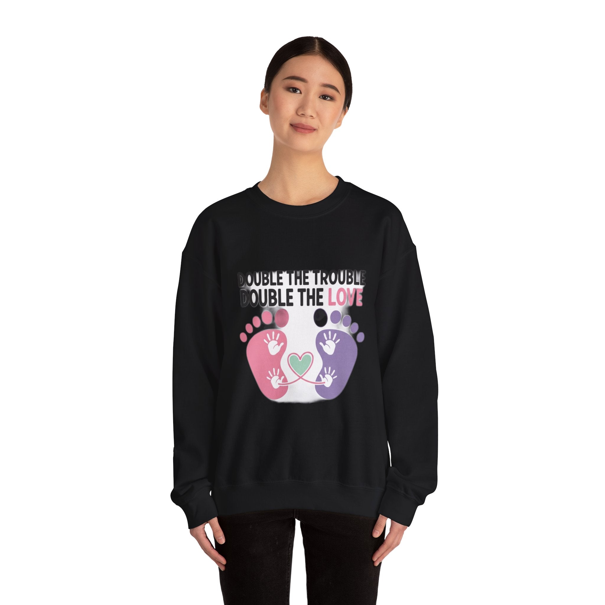 Twin Mom Sweatshirt - Double the Trouble Double the Love - Twins Mother Shirt