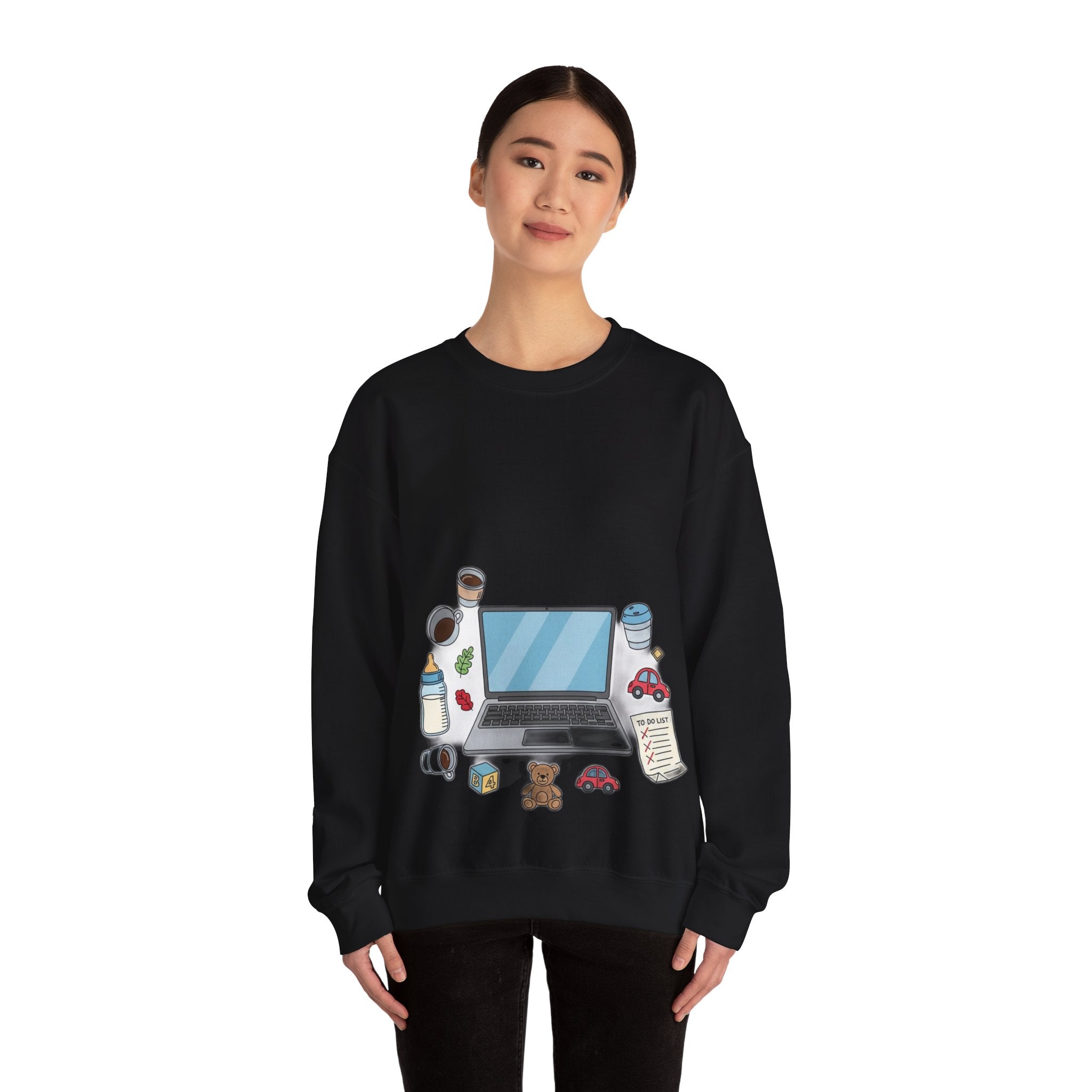 WFH Mom Sweatshirt - Fueled by Coffee and Chaos - Work From Home Mom Shirt