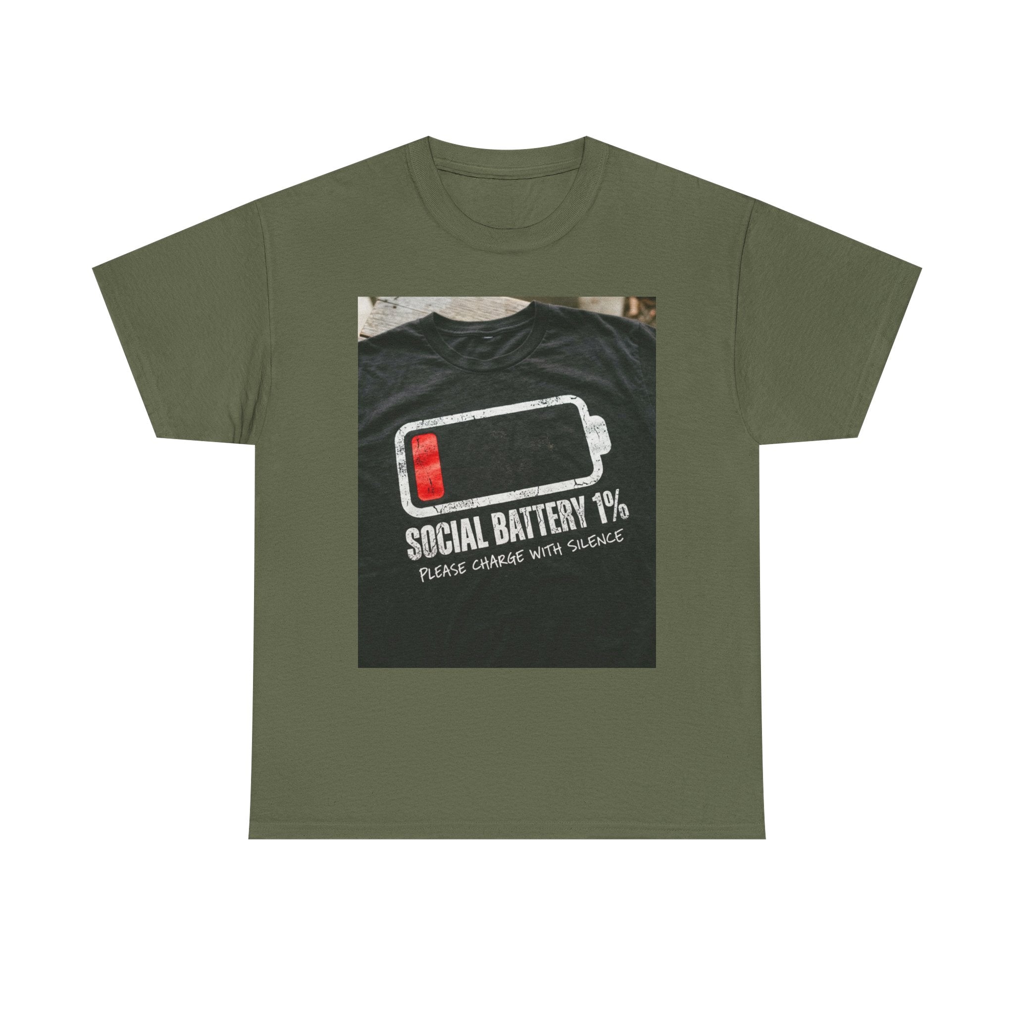 My Social Battery Is At 1% Please Charge With Silence | Introvert Funny T-Shirt