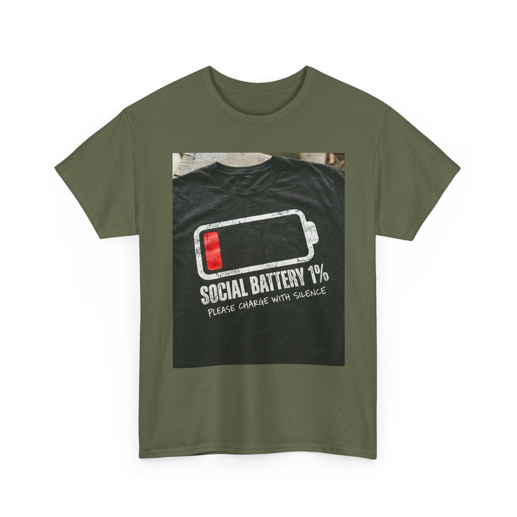 My Social Battery Is At 1% Please Charge With Silence | Introvert Funny T-Shirt