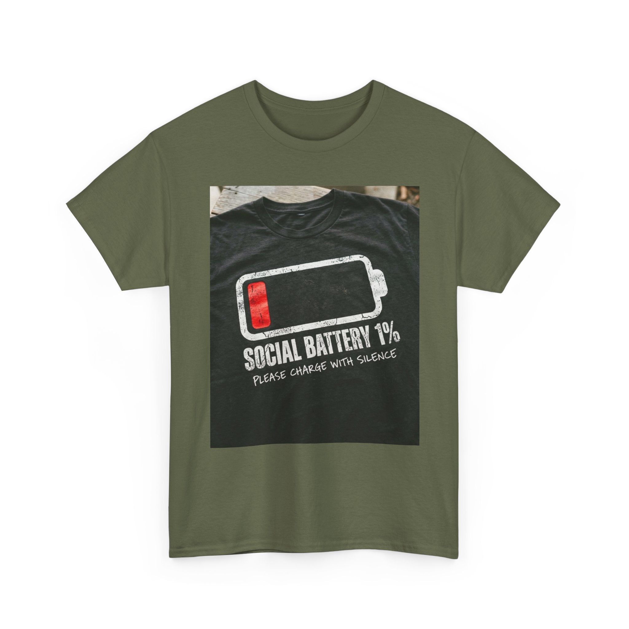 My Social Battery Is At 1% Please Charge With Silence | Introvert Funny T-Shirt