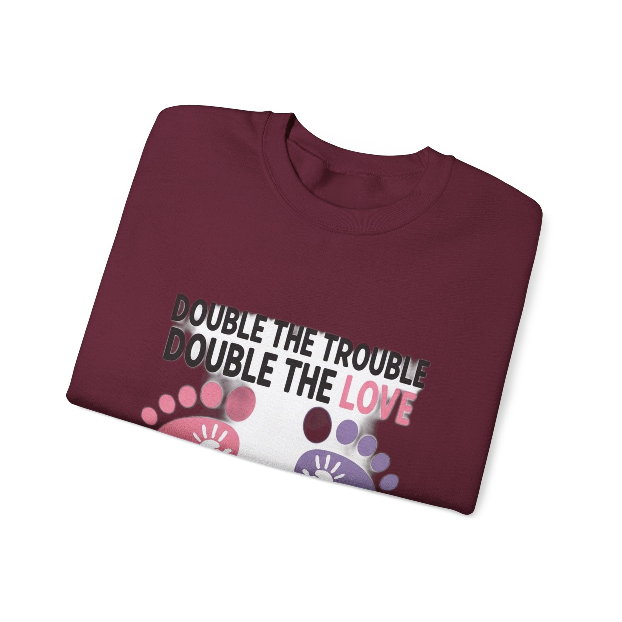 Twin Mom Sweatshirt - Double the Trouble Double the Love - Twins Mother Shirt