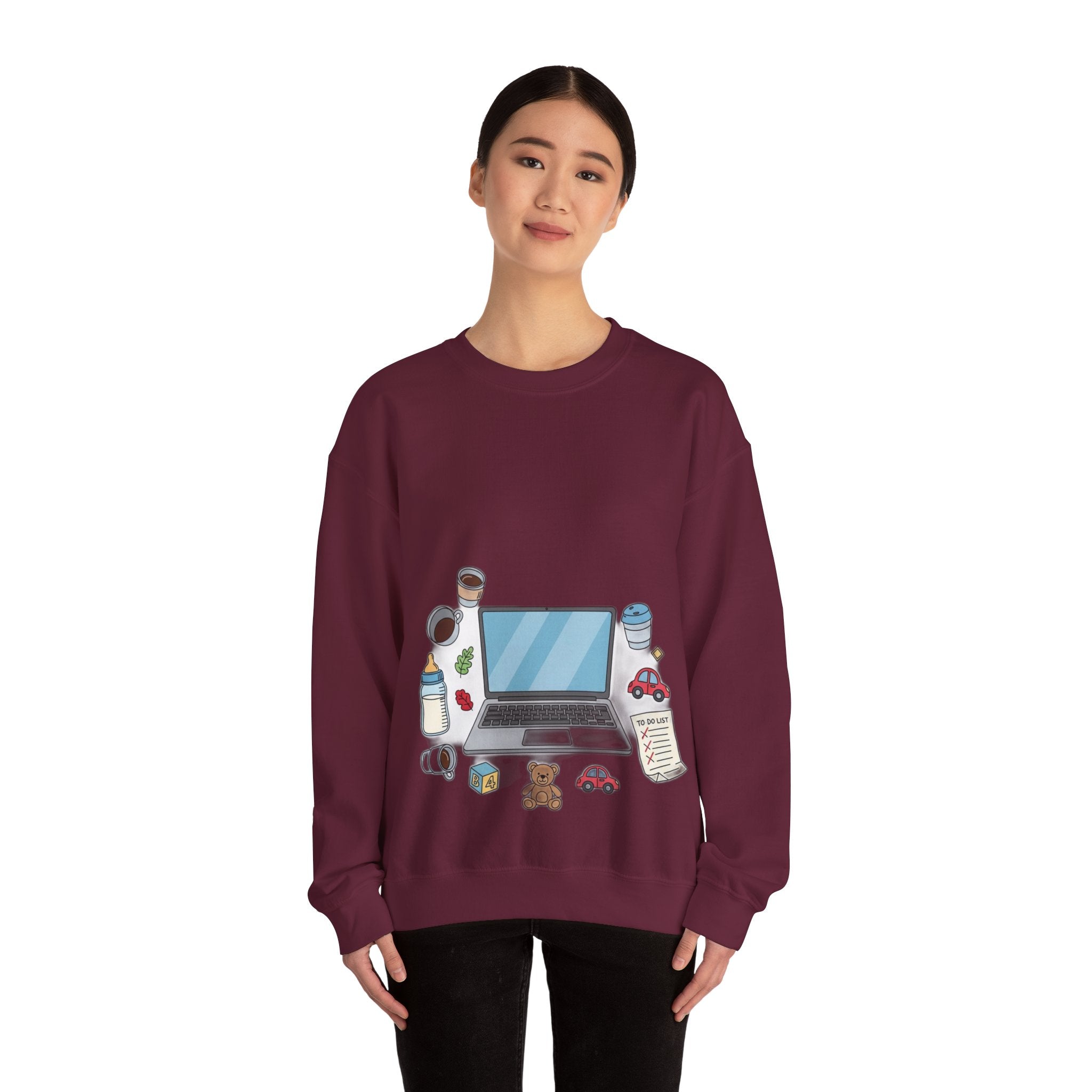 WFH Mom Sweatshirt - Fueled by Coffee and Chaos - Work From Home Mom Shirt