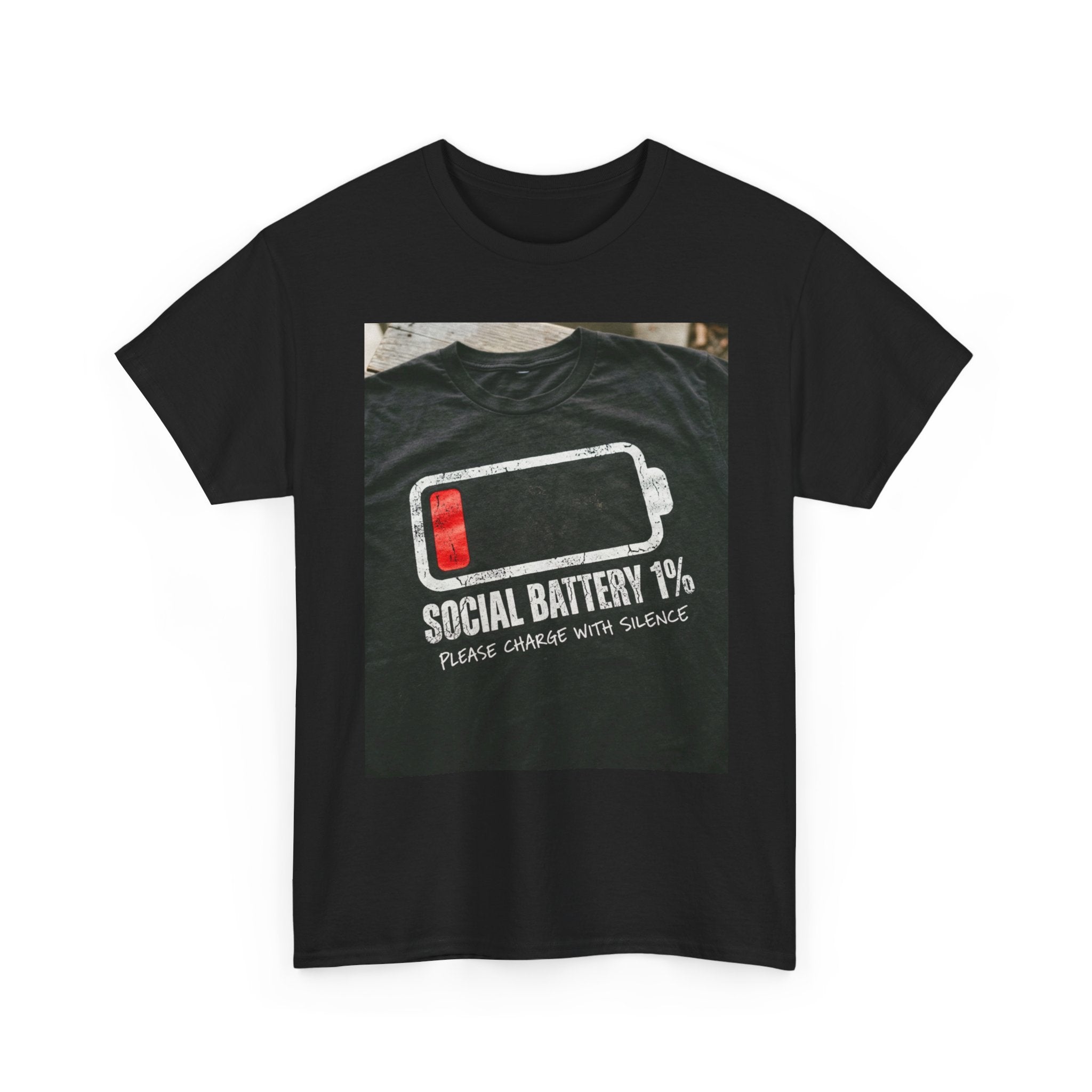 My Social Battery Is At 1% Please Charge With Silence | Introvert Funny T-Shirt