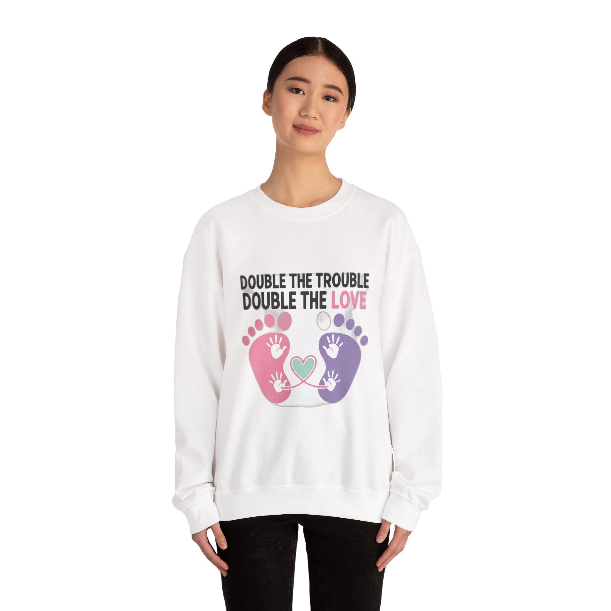 Twin Mom Sweatshirt - Double the Trouble Double the Love - Twins Mother Shirt