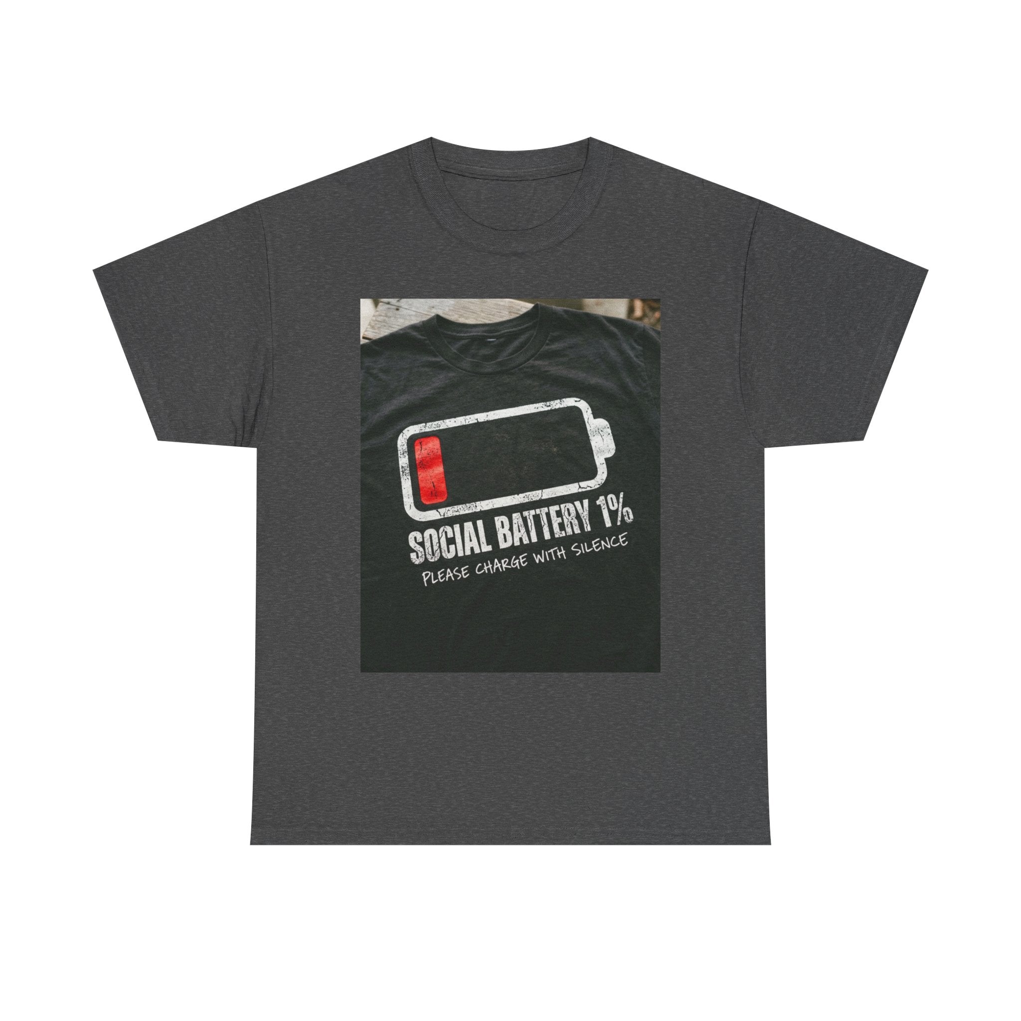 My Social Battery Is At 1% Please Charge With Silence | Introvert Funny T-Shirt