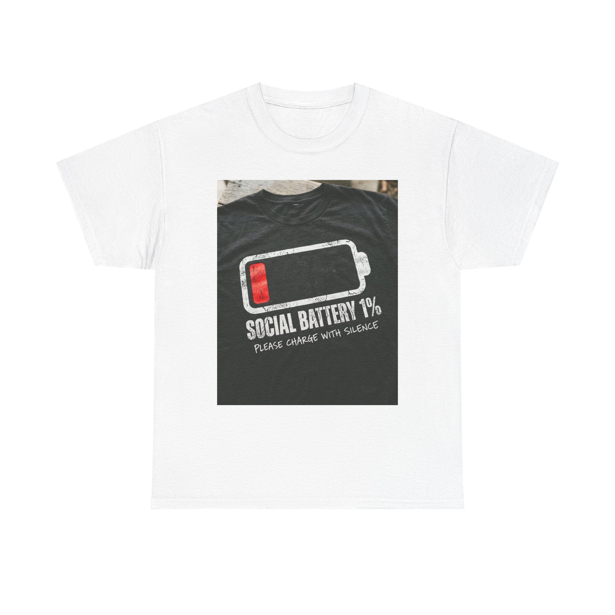 My Social Battery Is At 1% Please Charge With Silence | Introvert Funny T-Shirt
