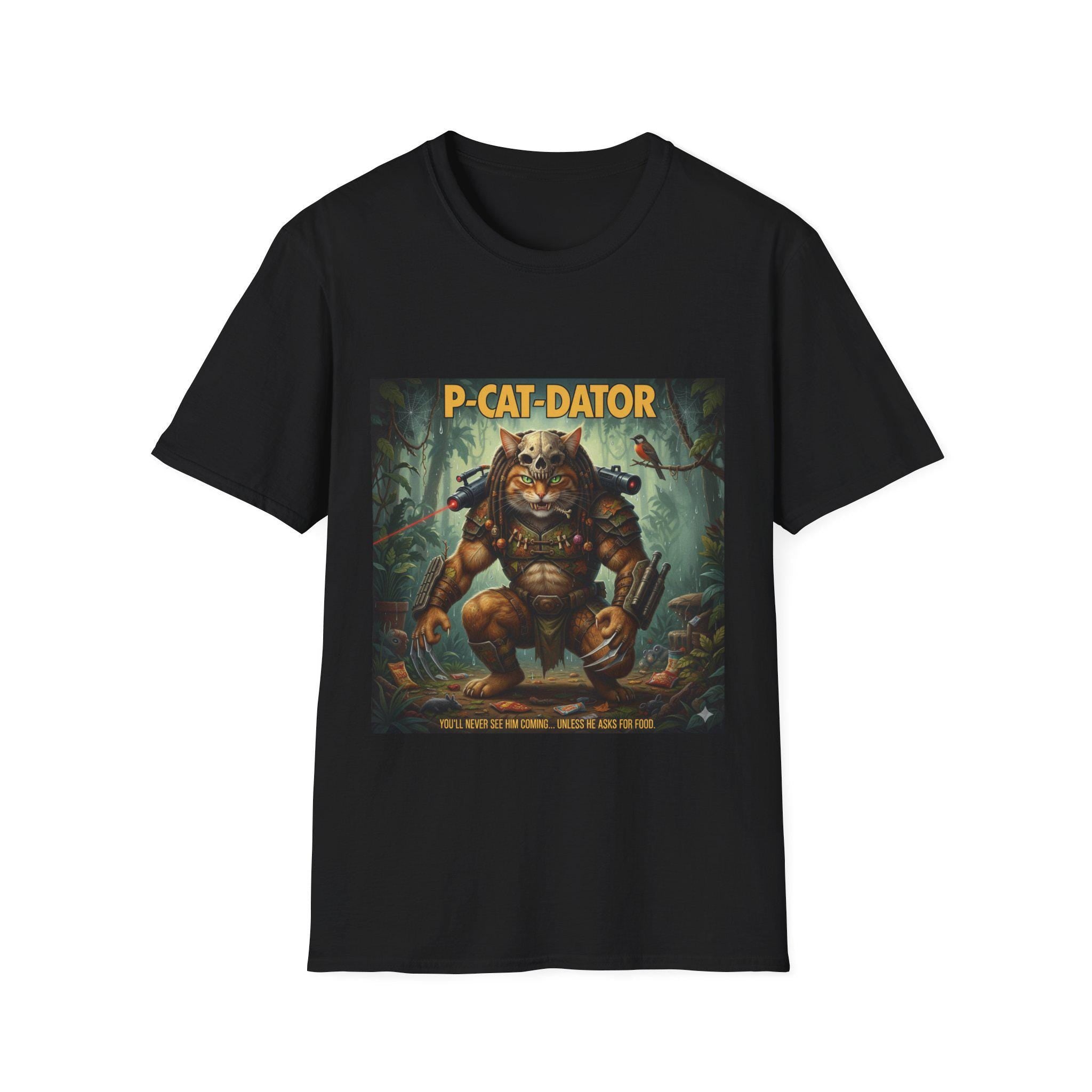 Predator Cat T Shirt  Movie Mashup Sci Fi Cat Illustration