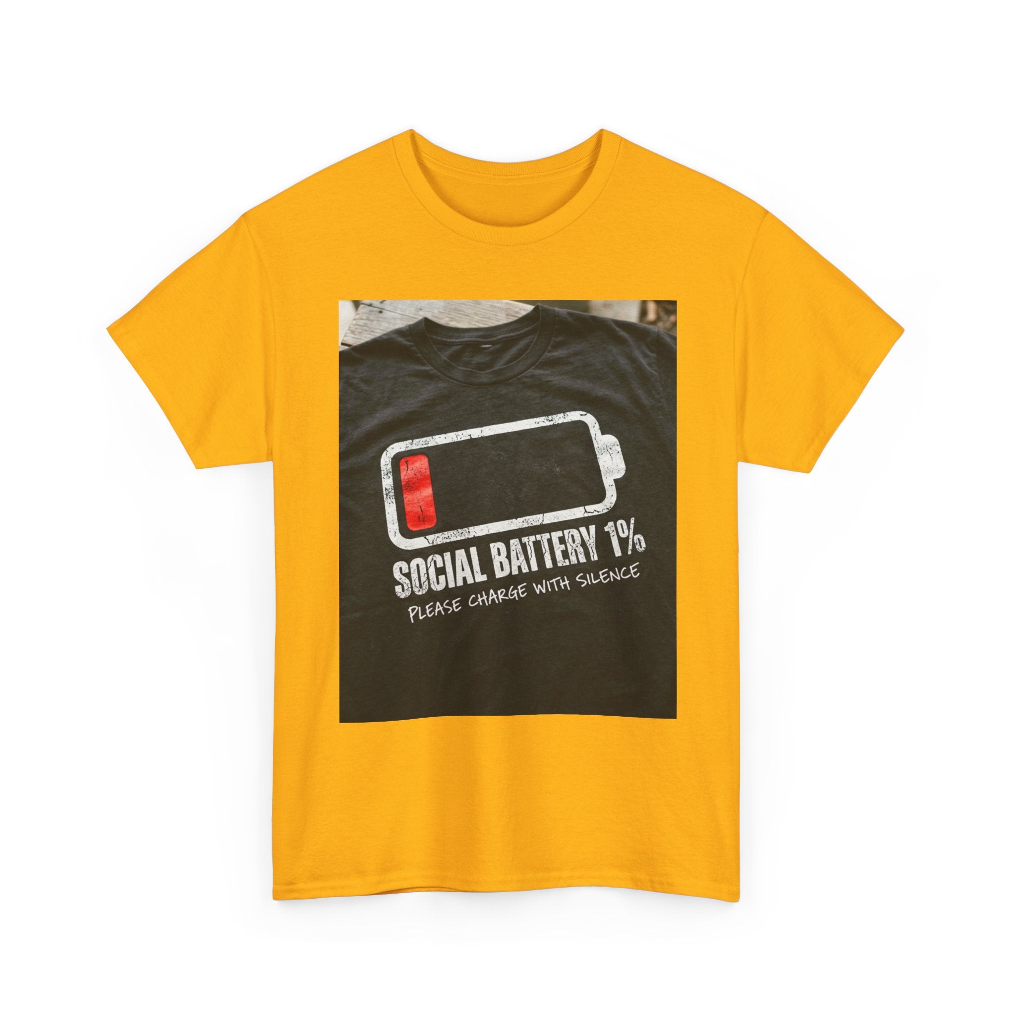 My Social Battery Is At 1% Please Charge With Silence | Introvert Funny T-Shirt