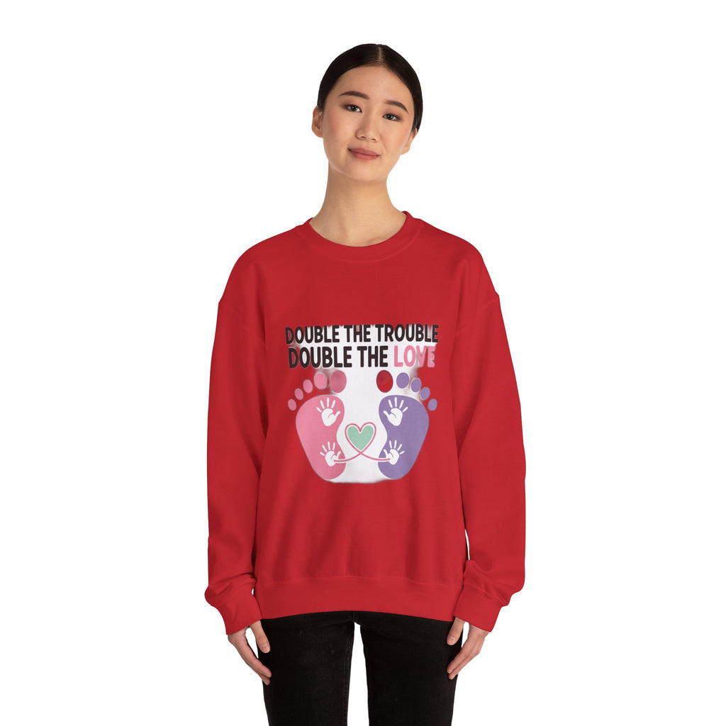Twin Mom Sweatshirt - Double the Trouble Double the Love - Twins Mother Shirt