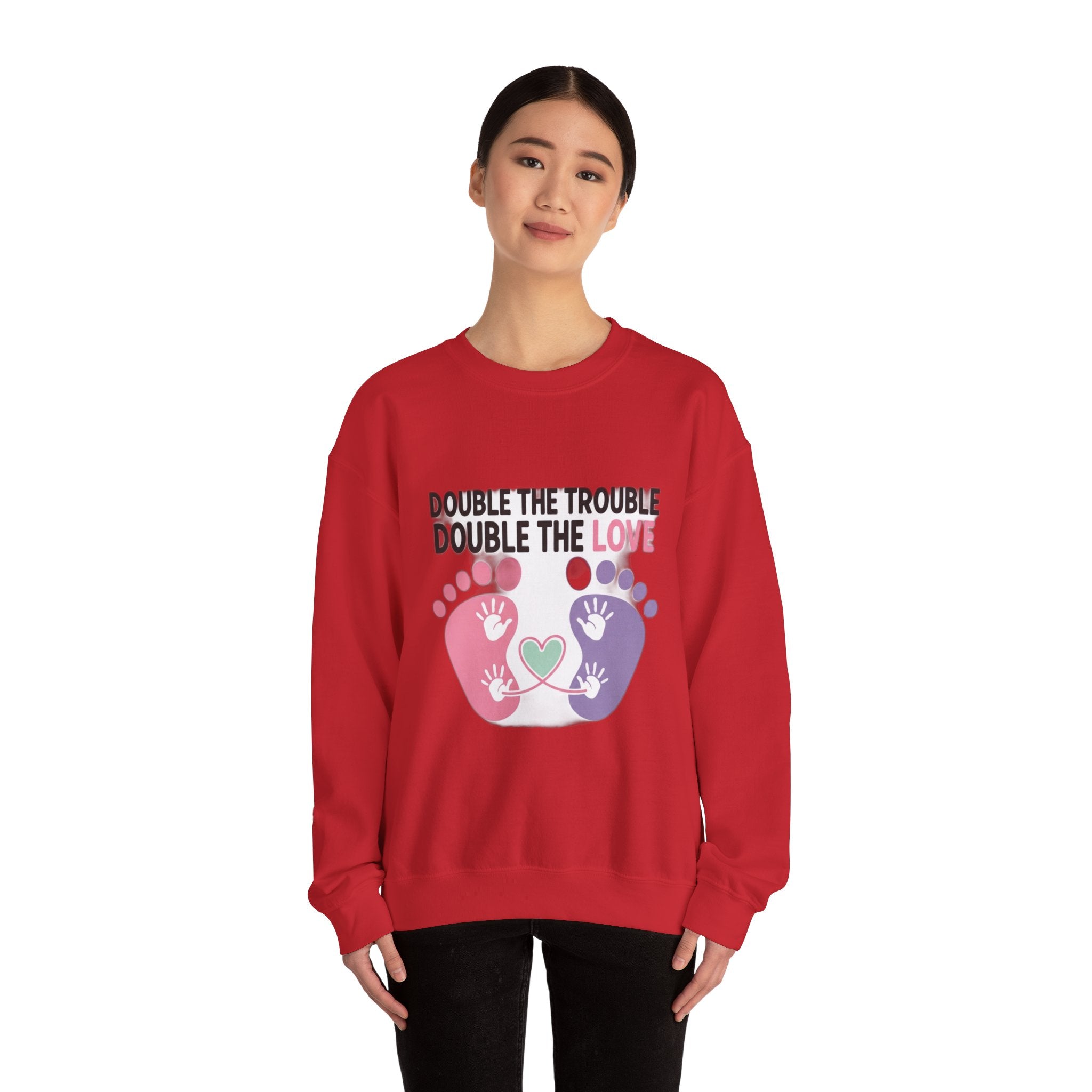 Twin Mom Sweatshirt - Double the Trouble Double the Love - Twins Mother Shirt